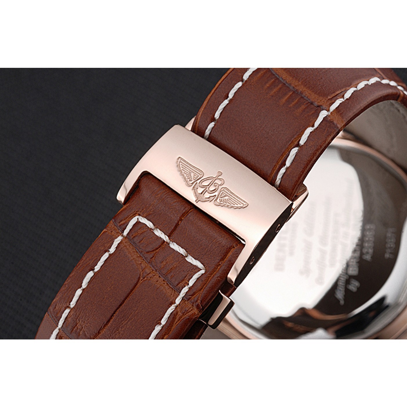 MiroTime Breitling Bentley Motors Speed Gold Case White Dial Brown Leather Bracelet 622233