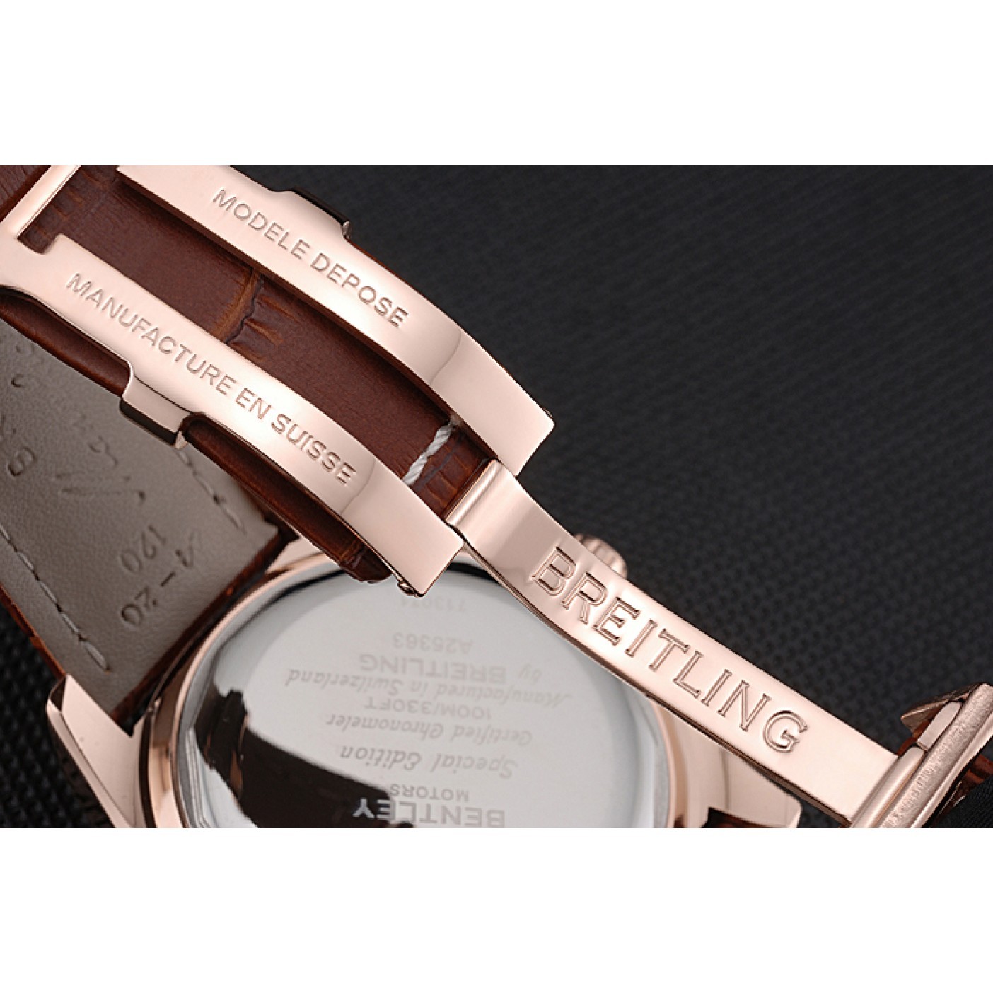 MiroTime Breitling Bentley Motors Speed Gold Case White Dial Brown Leather Bracelet 622233