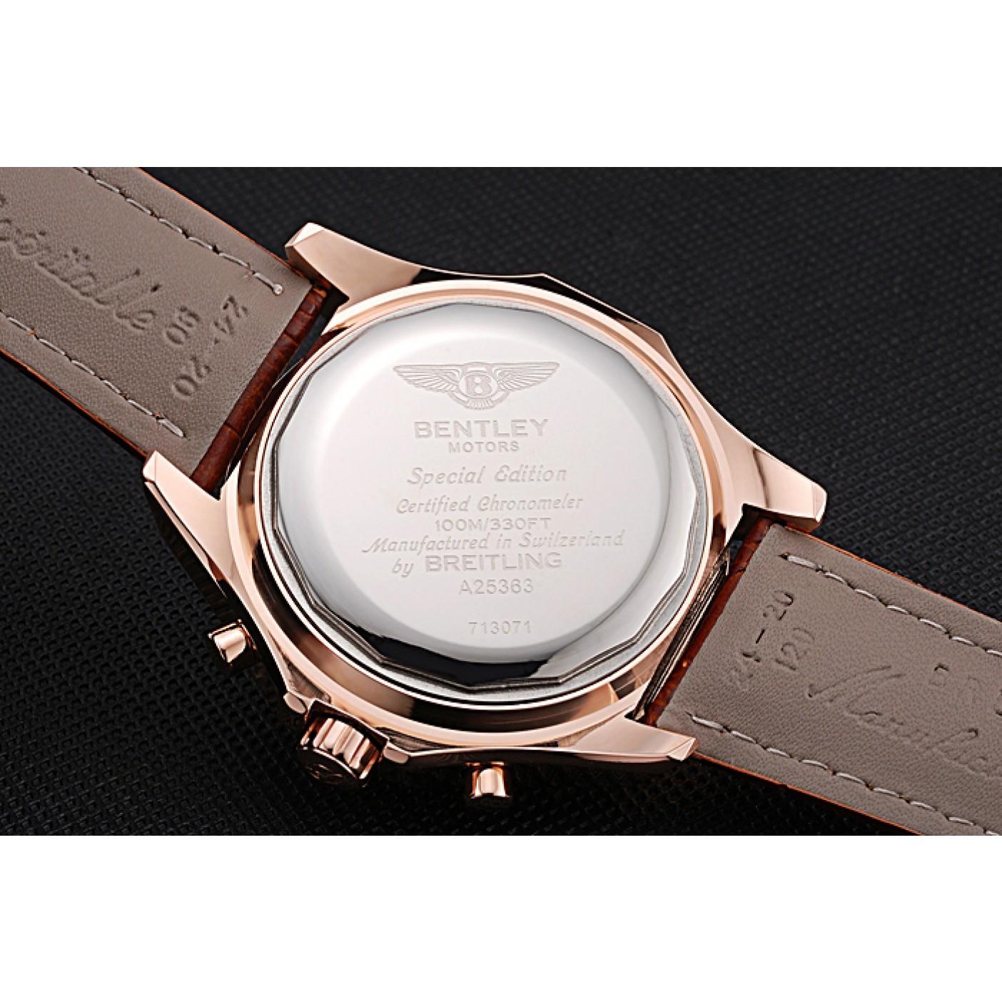 MiroTime Breitling Bentley Motors Speed Gold Case White Dial Brown Leather Bracelet 622233