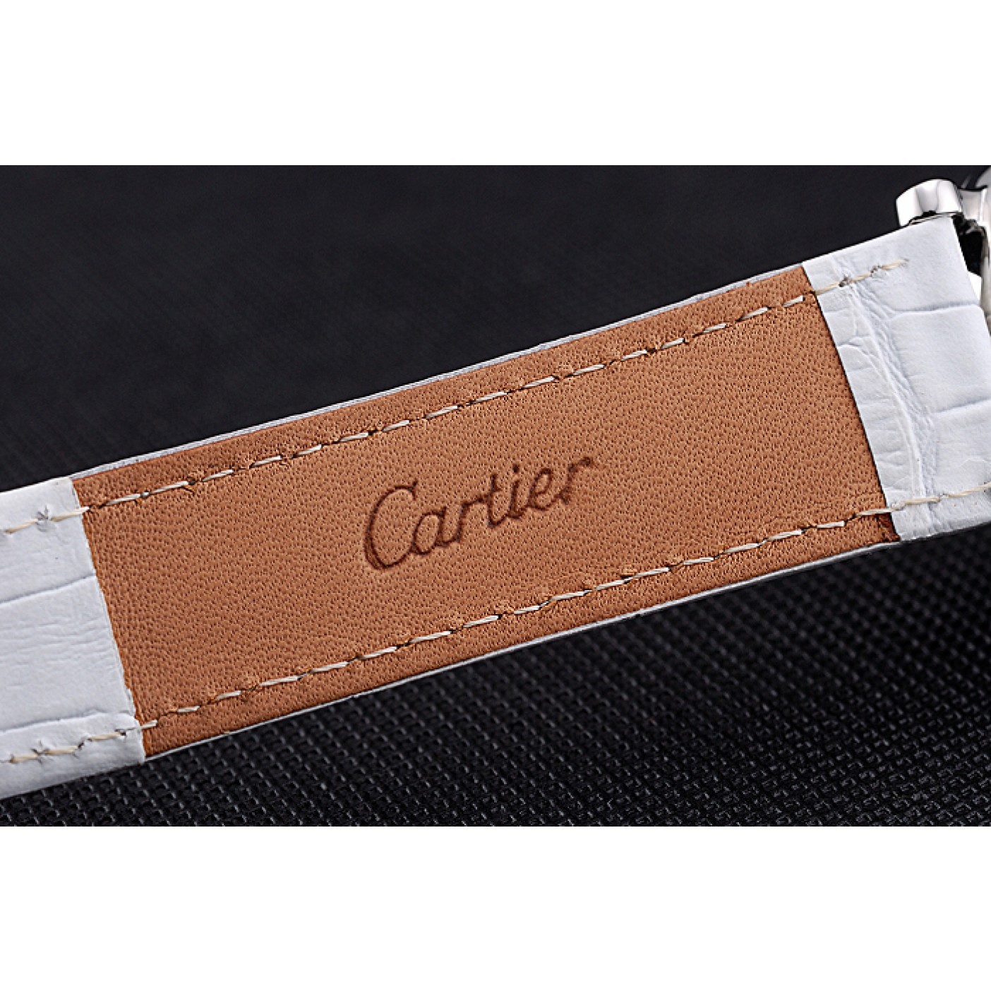 MiroTime Cartier Ronde Second Time Zone White Dial Stainless Steel Case With Diamonds White Leather Strap 622803