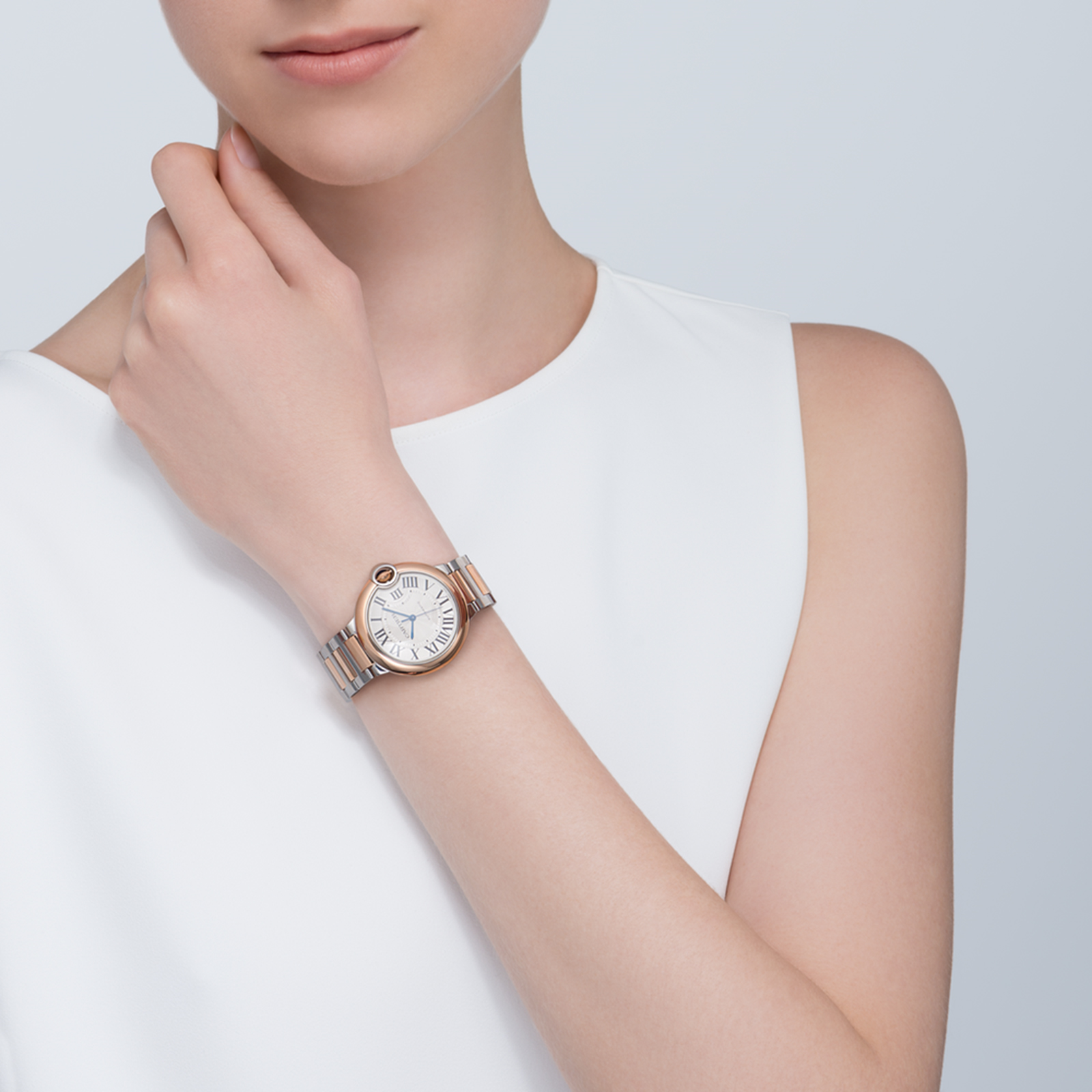 MiroTime Swiss Ballon Bleu de Cartier watch, 36 mm, 18K pink gold and steel