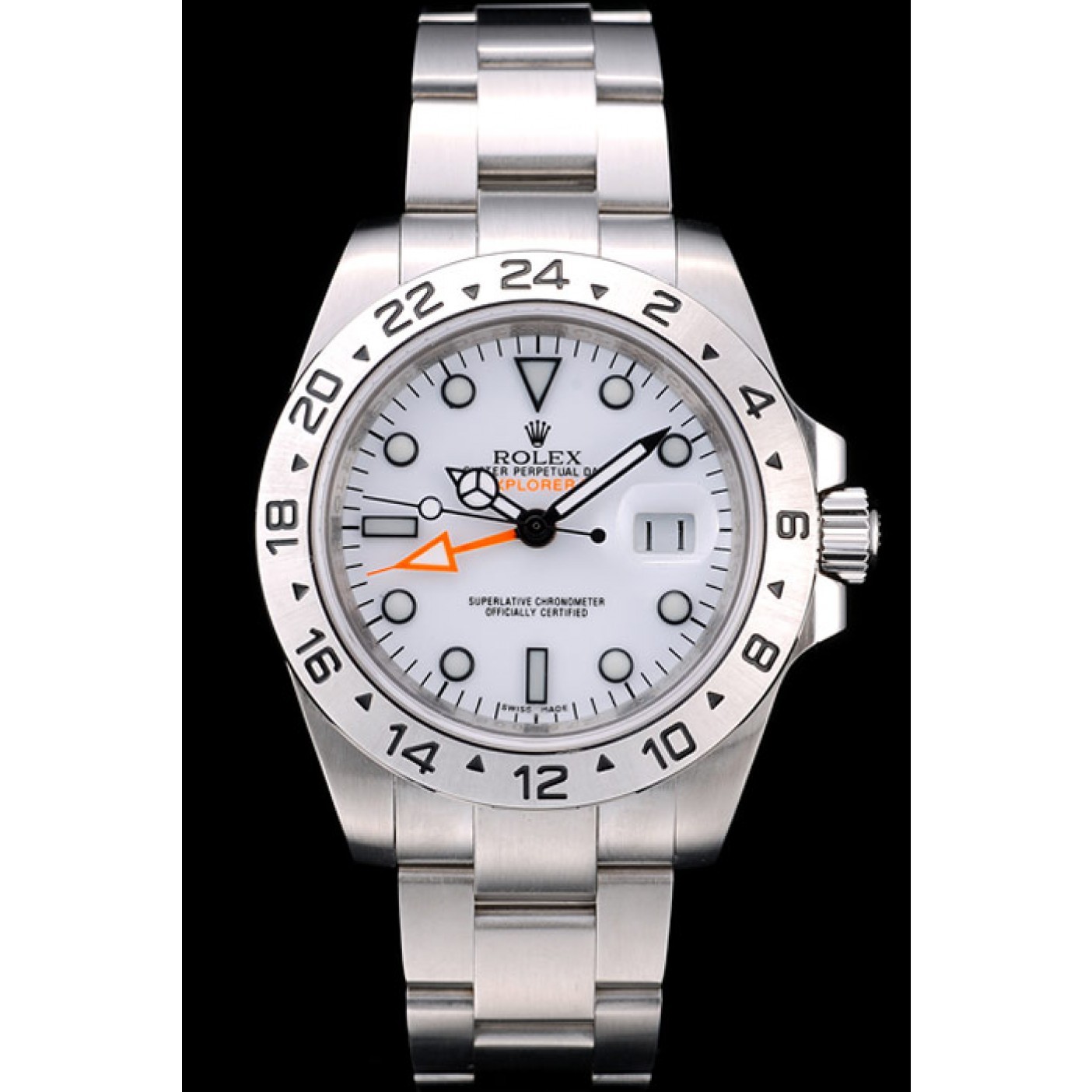 MiroTime Rolex Swiss Explorer Stainless Steel Bezel White Dial Watch