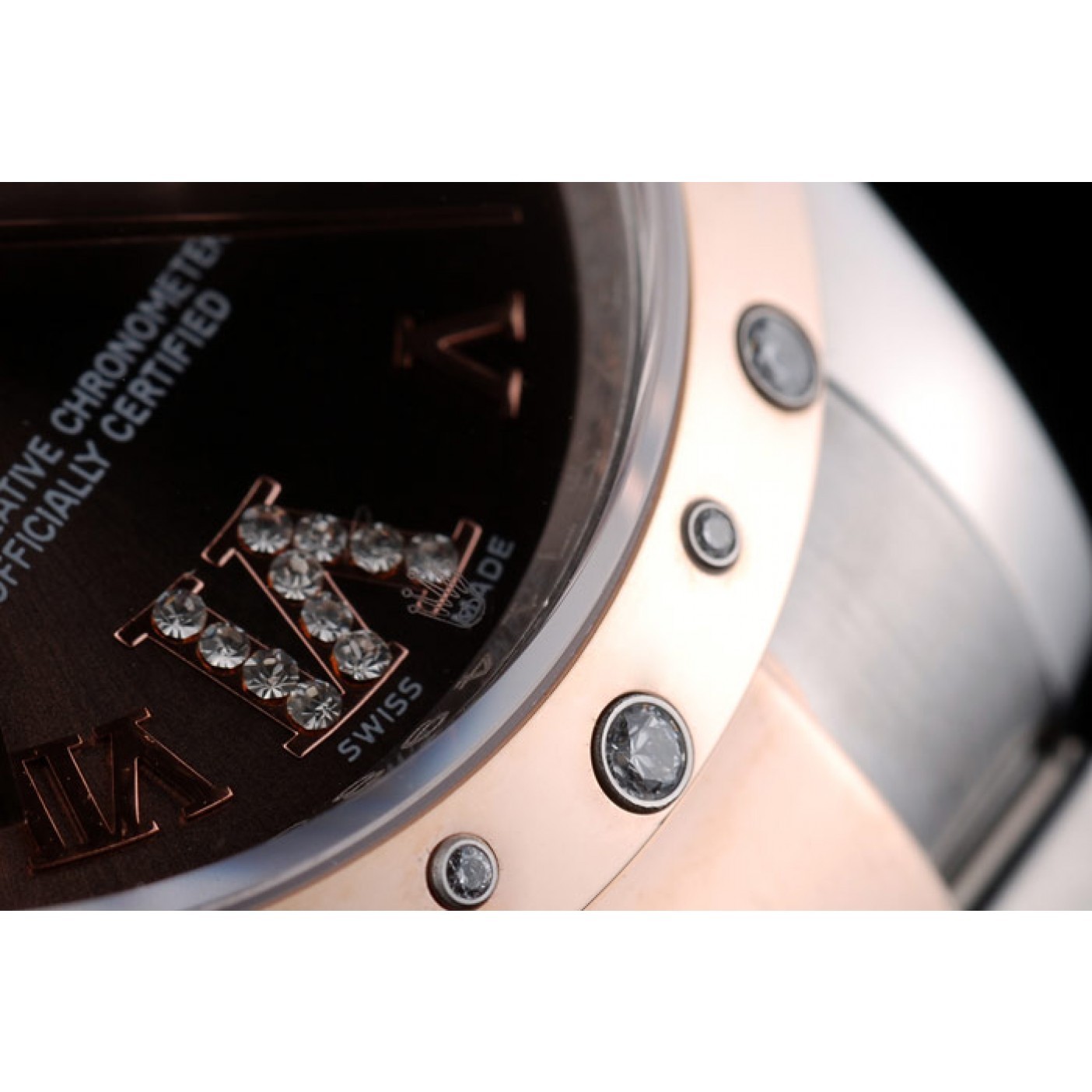 MiroTime Rolex DateJust Brushed Stainless Steel Case Brown Dial Diamond Plated 41994