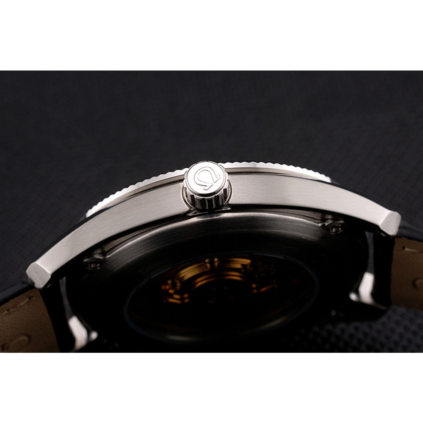MiroTime Omega Globemaster Blue Dial Stainless Steel Case Black Leather Strap