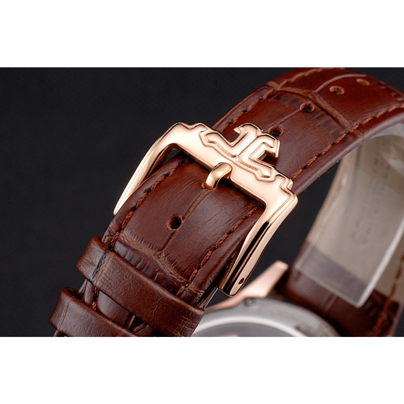 MiroTime Jaeger LeCoultre Master Moonphase Tourbillon White Dial Rose Gold Case Brown Leather Strap