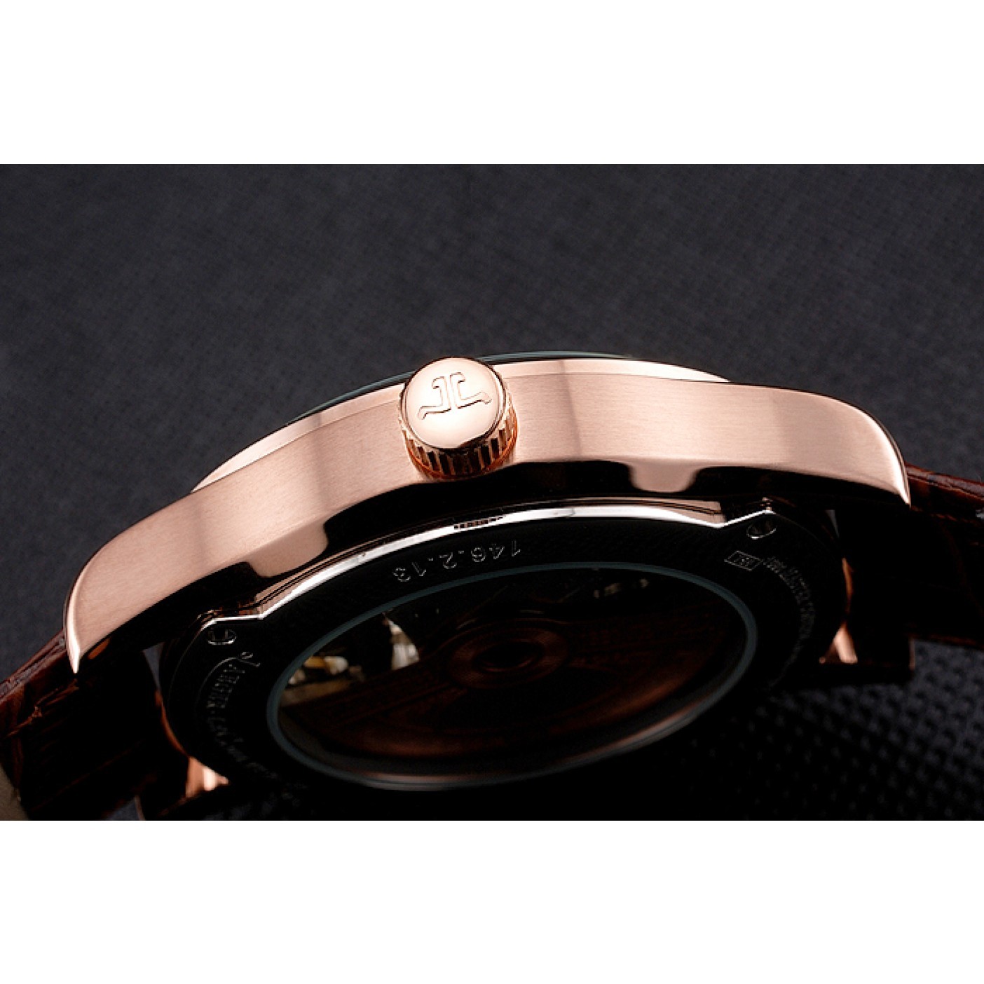 MiroTime Jaeger LeCoultre Master Moonphase Tourbillon White Dial Rose Gold Case Brown Leather Strap