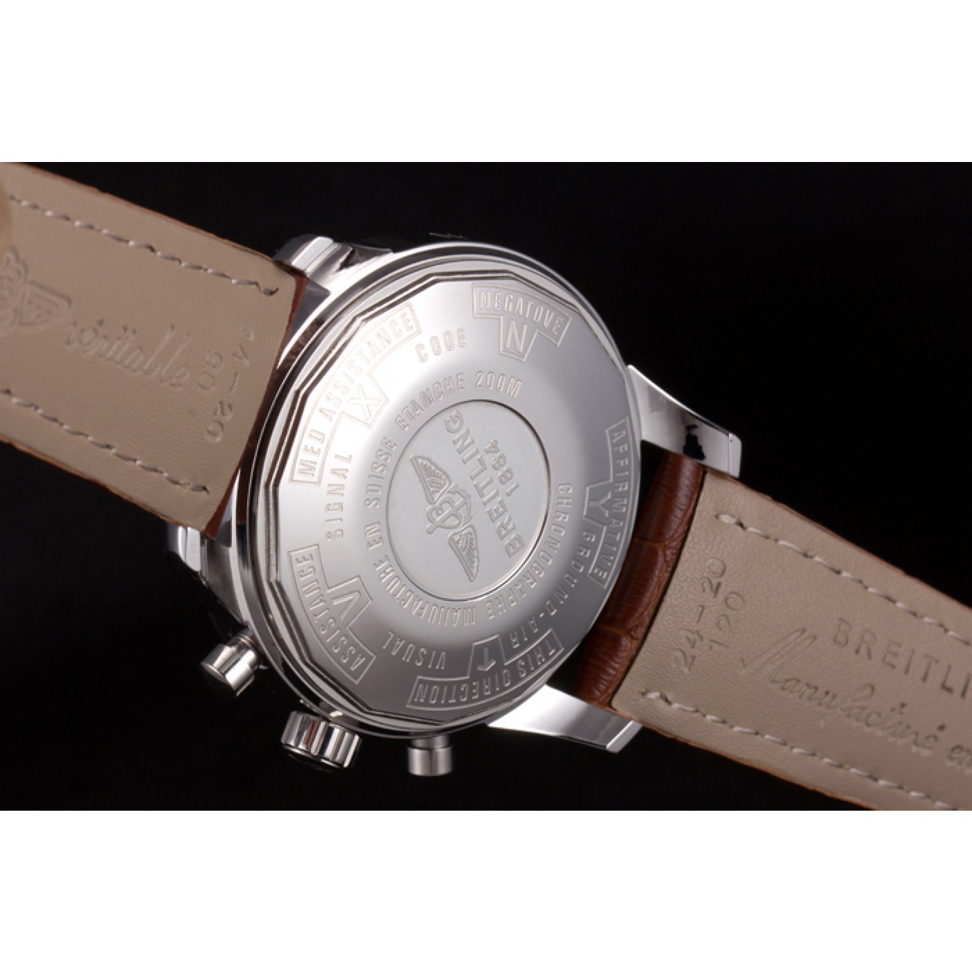 MiroTime Breitling Transocean White Dial Light Brown Leather Strap Rose Gold Bezel