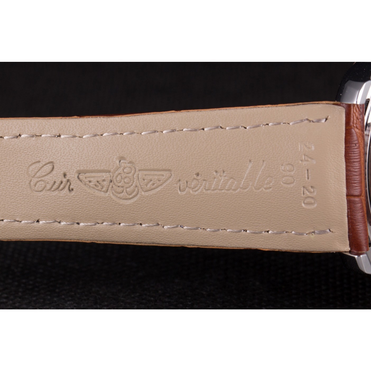MiroTime Breitling Transocean White Dial Light Brown Leather Strap Rose Gold Bezel