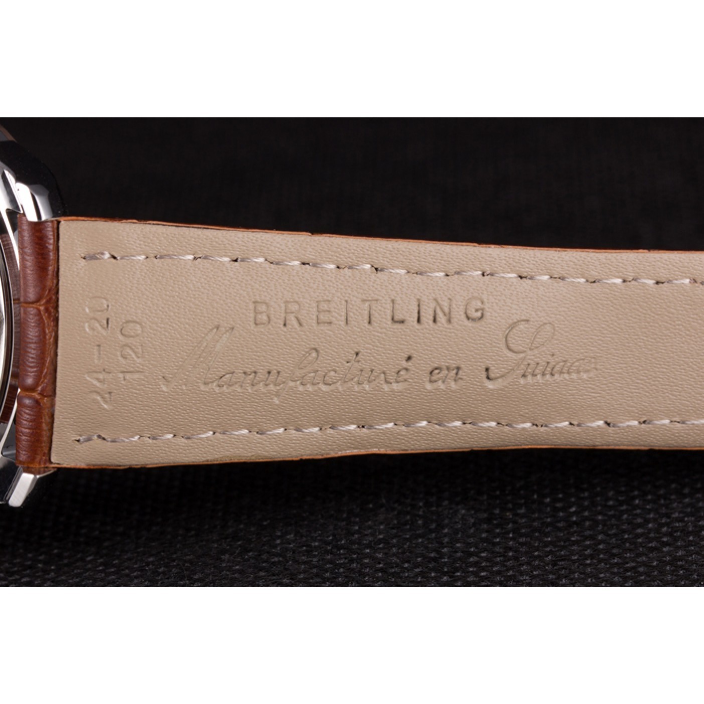 MiroTime Breitling Transocean White Dial Light Brown Leather Strap Rose Gold Bezel