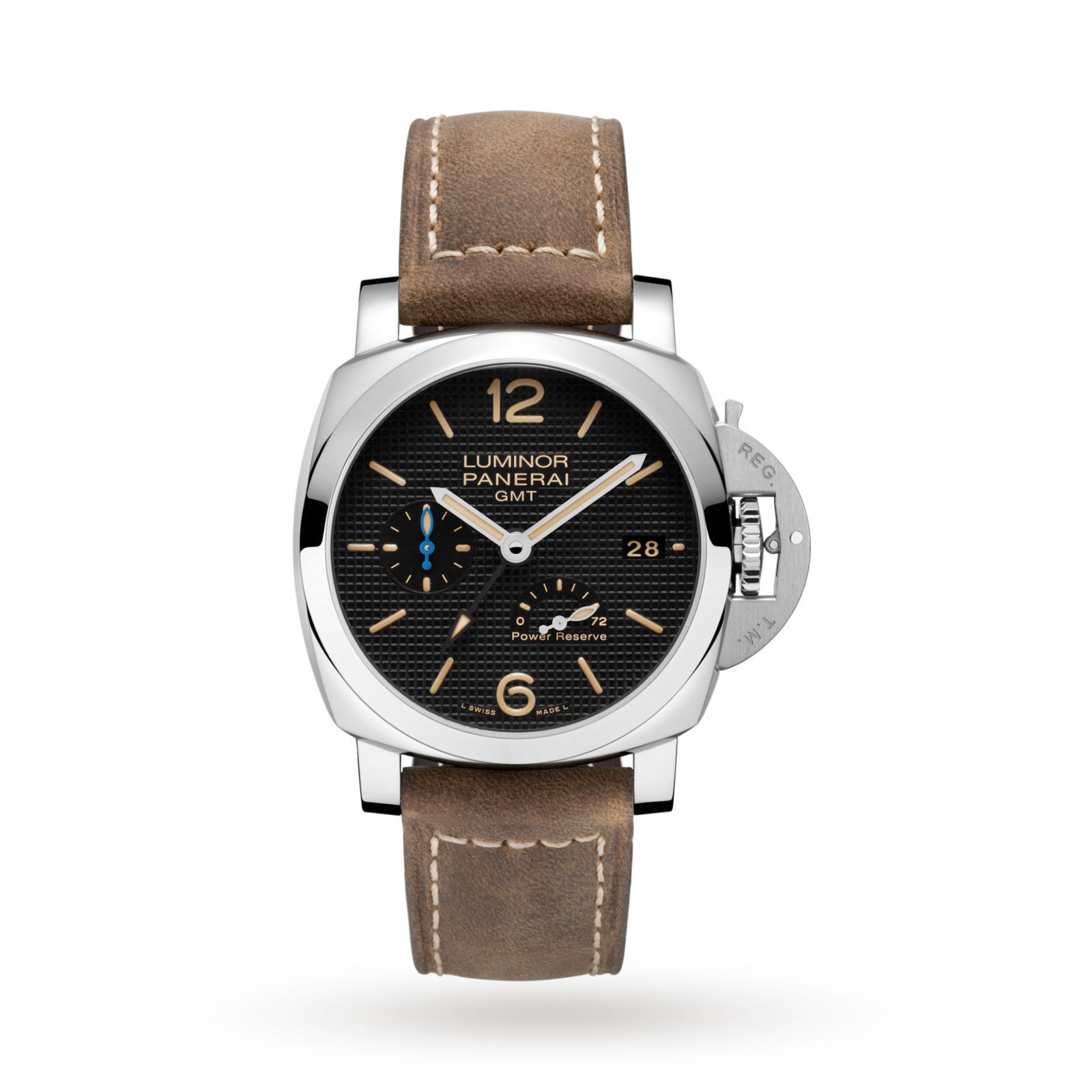 MiroTime Swiss Panerai Luminor GMT Power Reserve 42mm Mens Watch PAM01537
