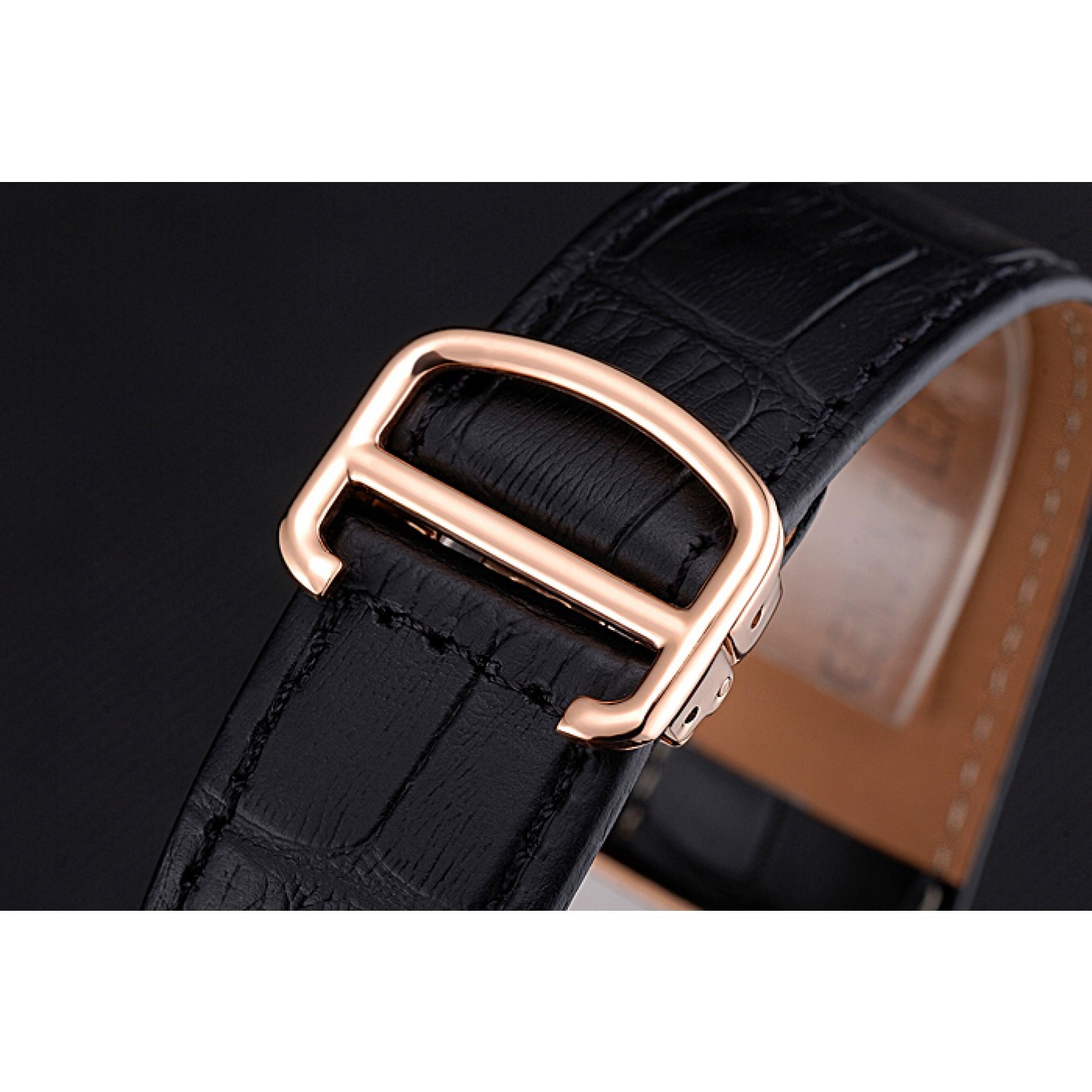 MiroTime Cartier Tank MC White Dial Gold Case Black Leather Bracelet 622693