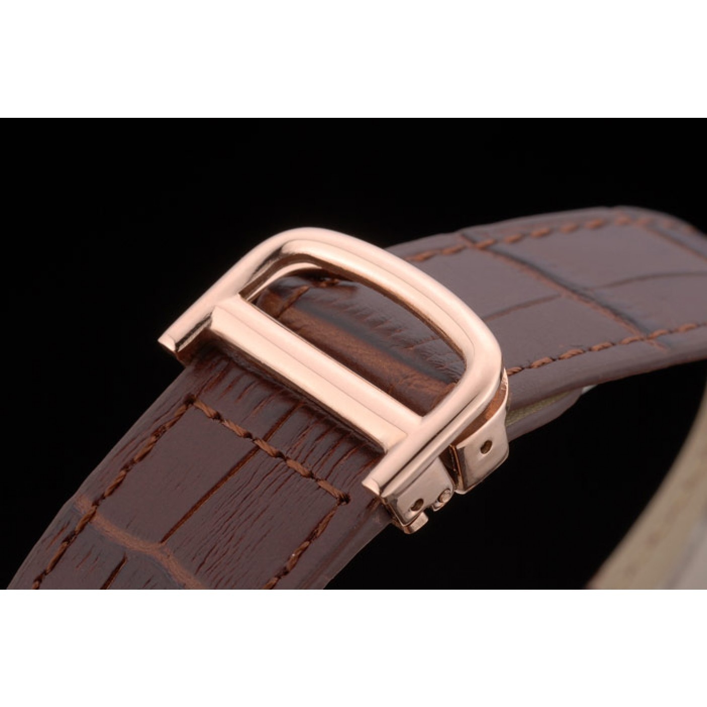 MiroTime Cartier Tank Anglaise 36mm White Dial Gold Case Brown Leather Bracelet