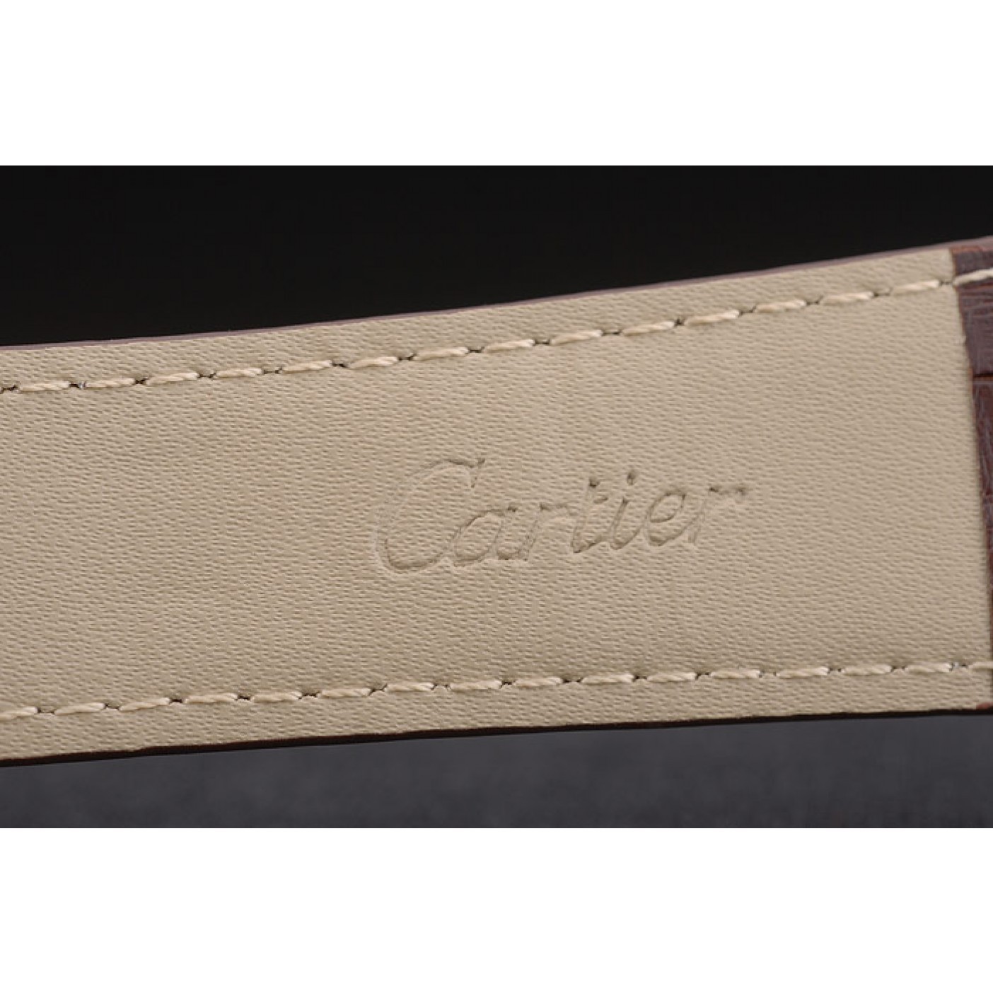 MiroTime Cartier Tank Anglaise 36mm White Dial Gold Case Brown Leather Bracelet