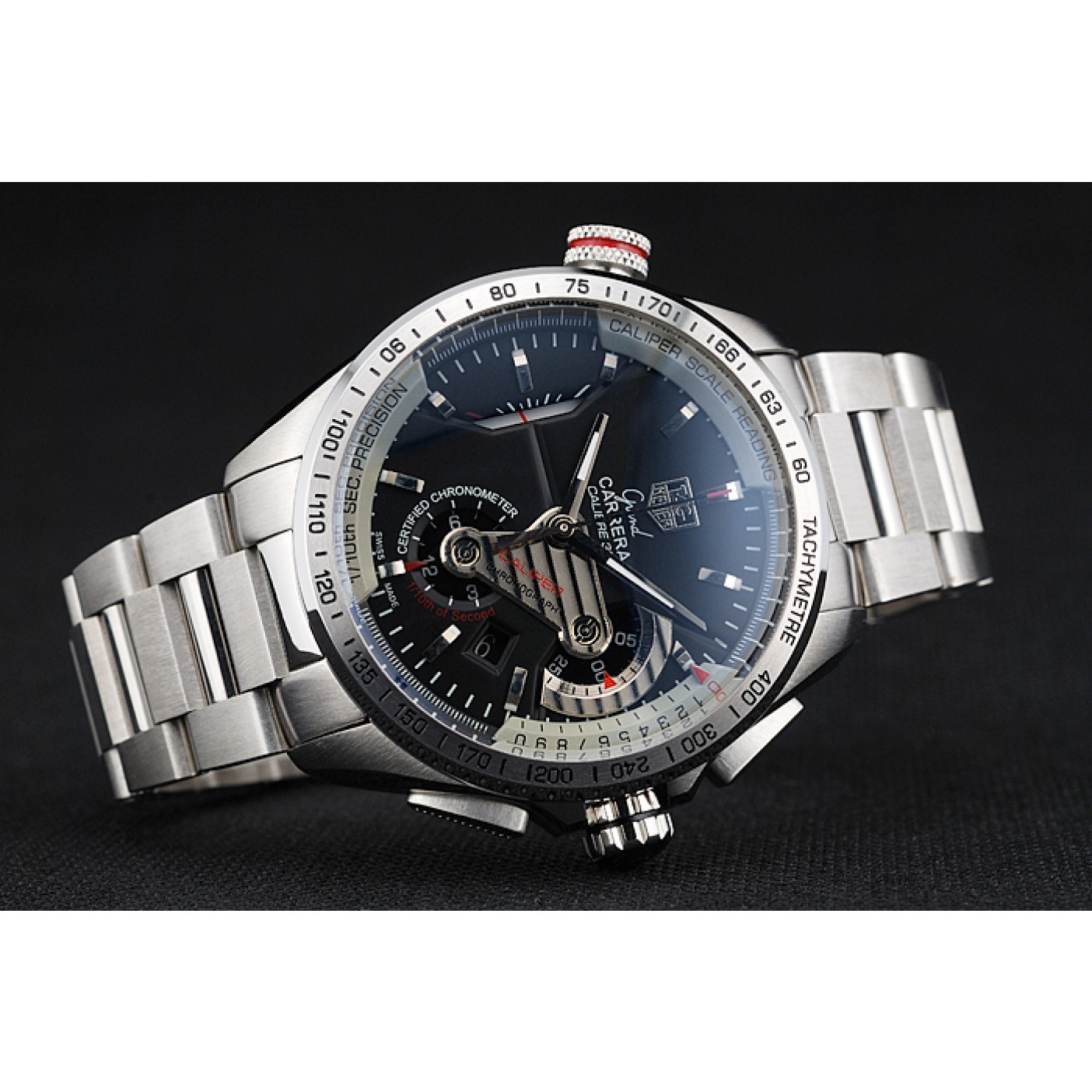 MiroTime Tag Heuer Swiss Carrera Tachymeter Bezel Stainless Steel Black Dial