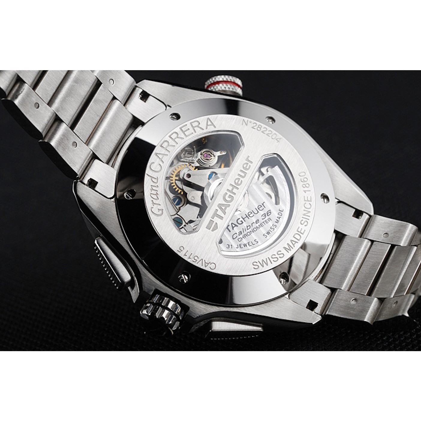 MiroTime Tag Heuer Swiss Carrera Tachymeter Bezel Stainless Steel Black Dial