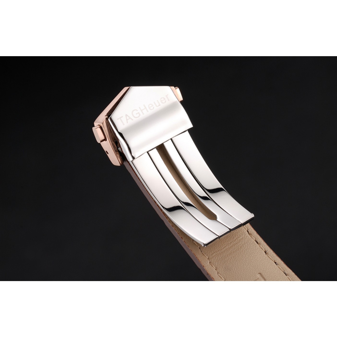 MiroTime Tag Heuer Carrera Rose Gold Case White Dial Brown Leather Strap 98245