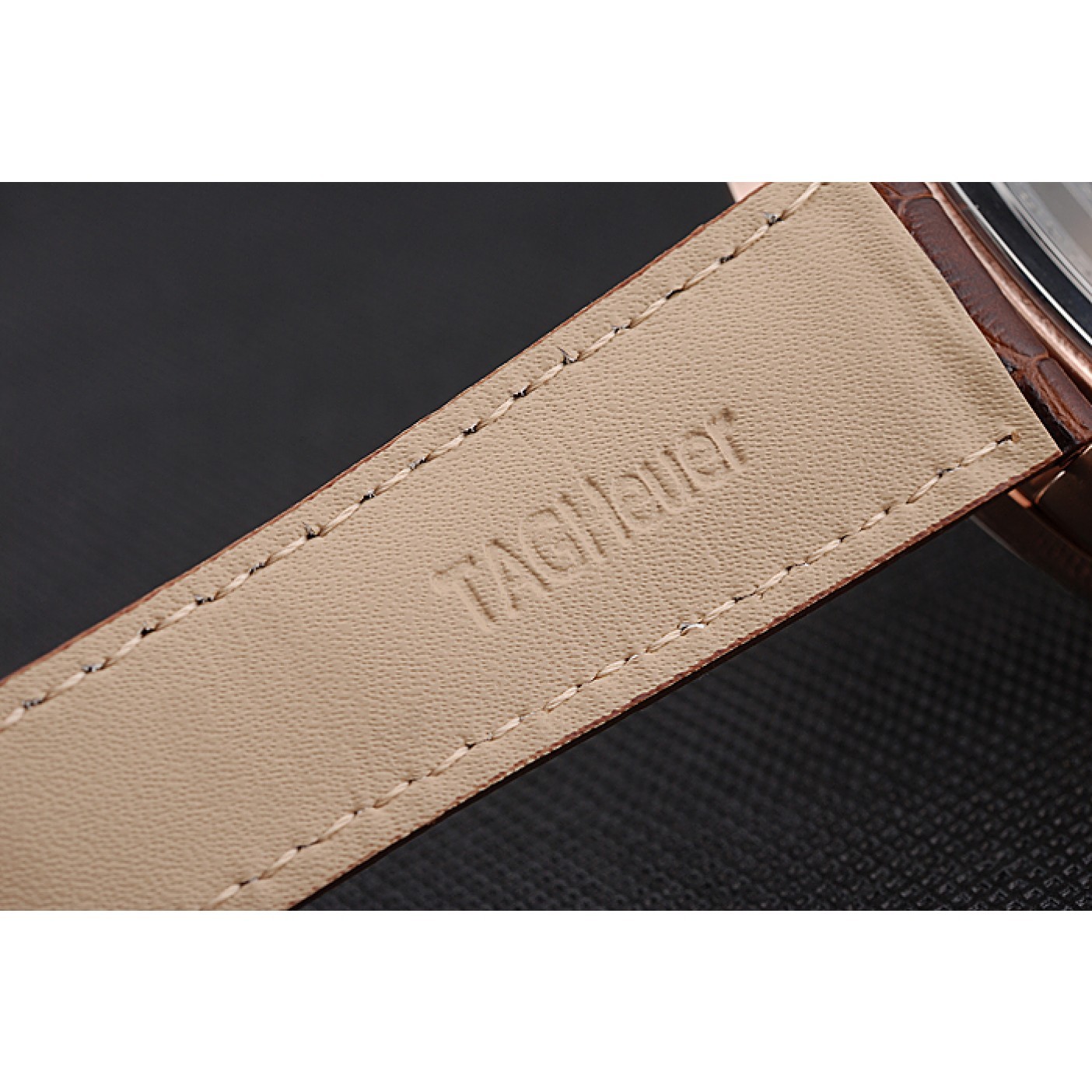 MiroTime Tag Heuer Carrera Rose Gold Case White Dial Brown Leather Strap 98245