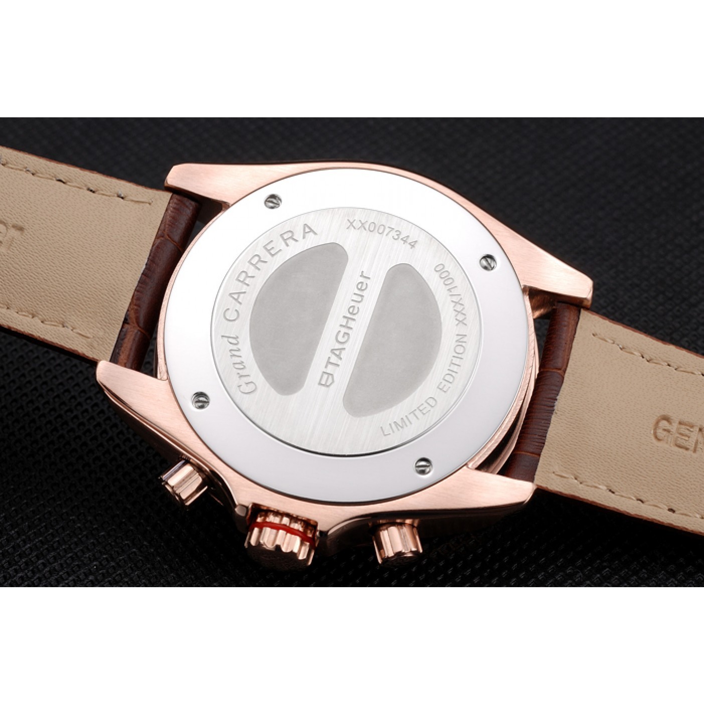 MiroTime Tag Heuer Carrera Rose Gold Case White Dial Brown Leather Strap 98245