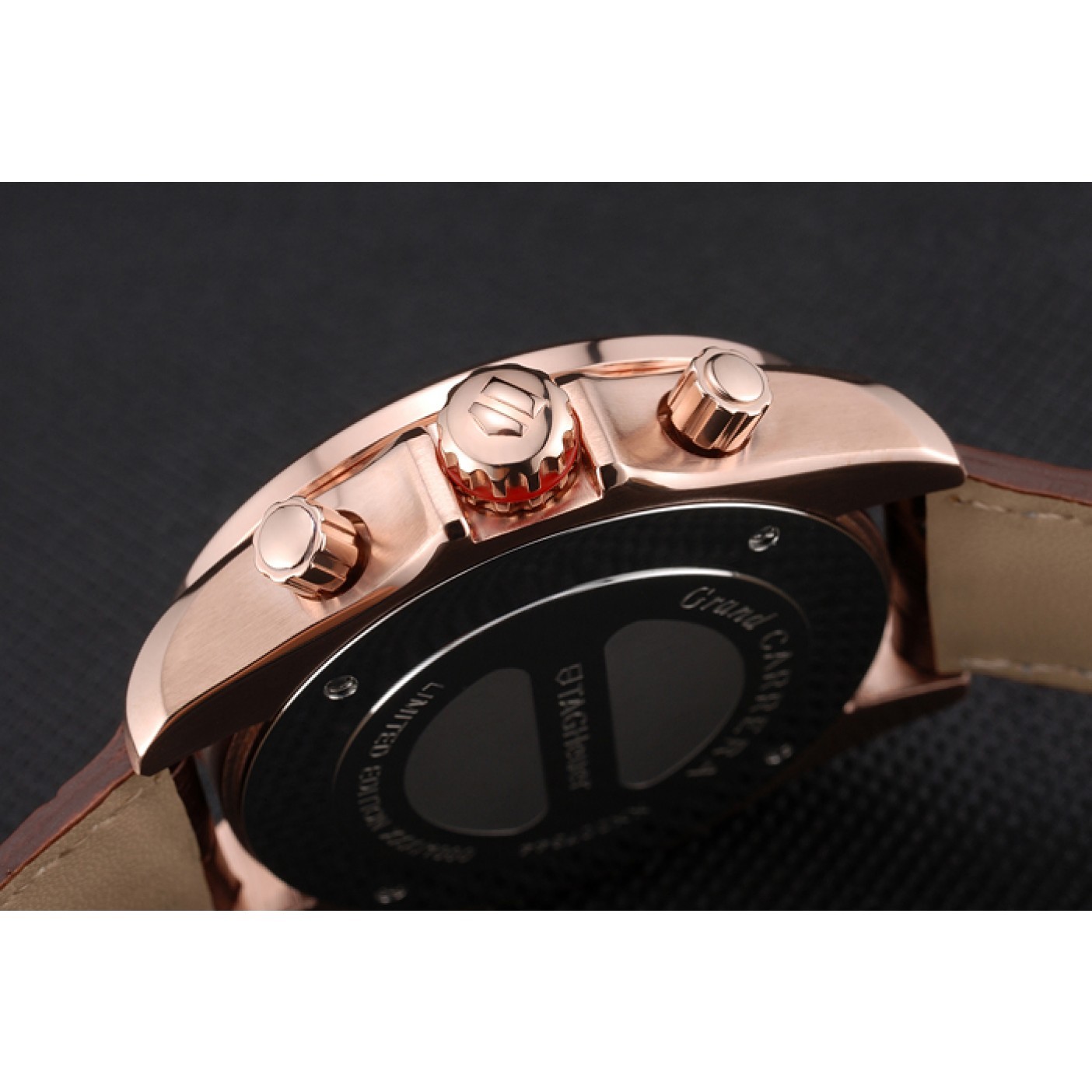 MiroTime Tag Heuer Carrera Rose Gold Case White Dial Brown Leather Strap 98245