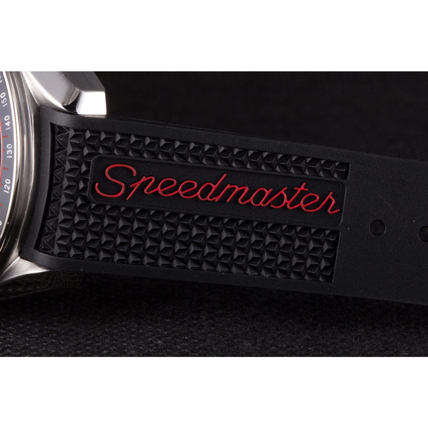 MiroTime Omega Speedmaster Black Rubber Bracelet Red Dial 801421