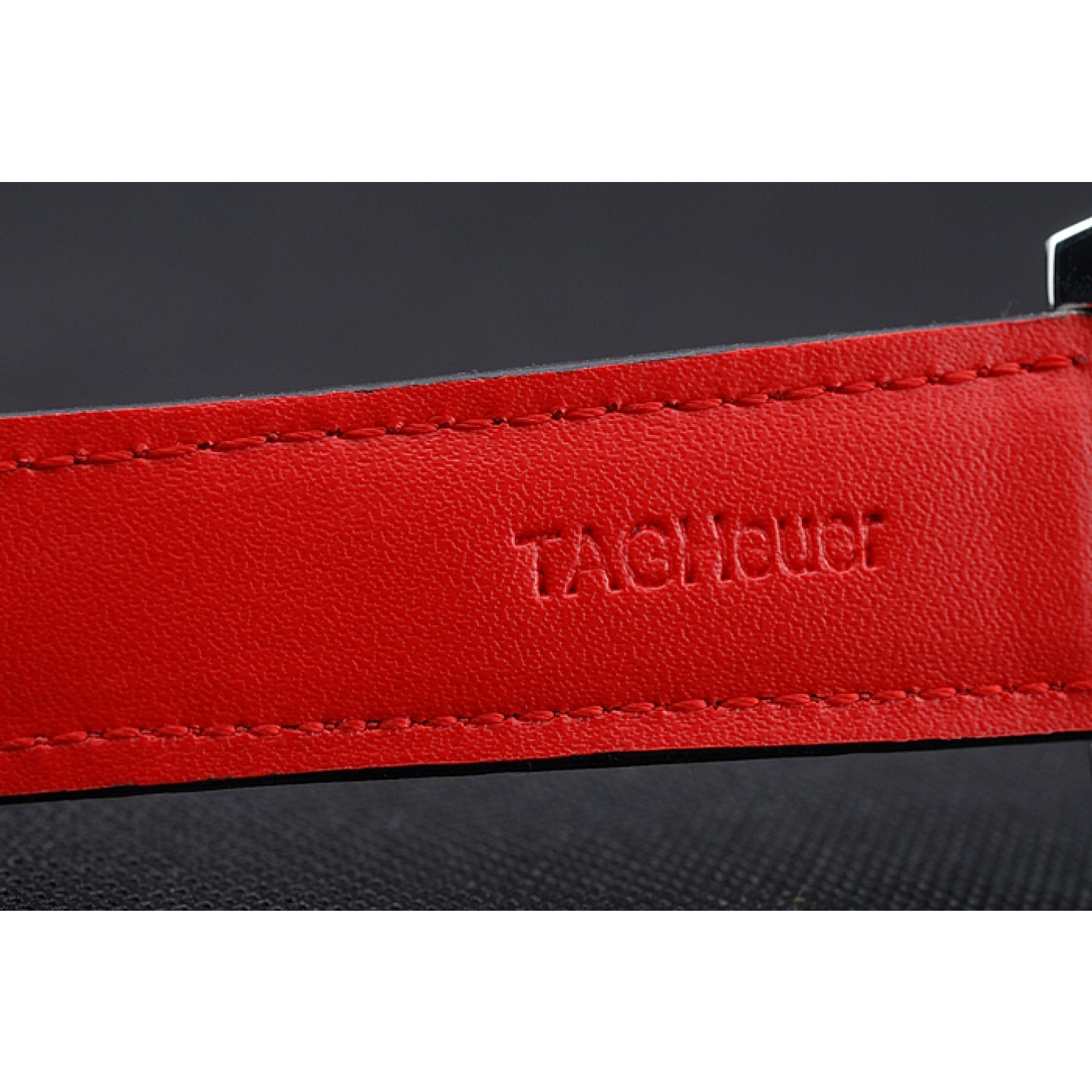 MiroTime Tag Heuer Monaco Black-Green Perforated Leather Strap Black Dial 80308