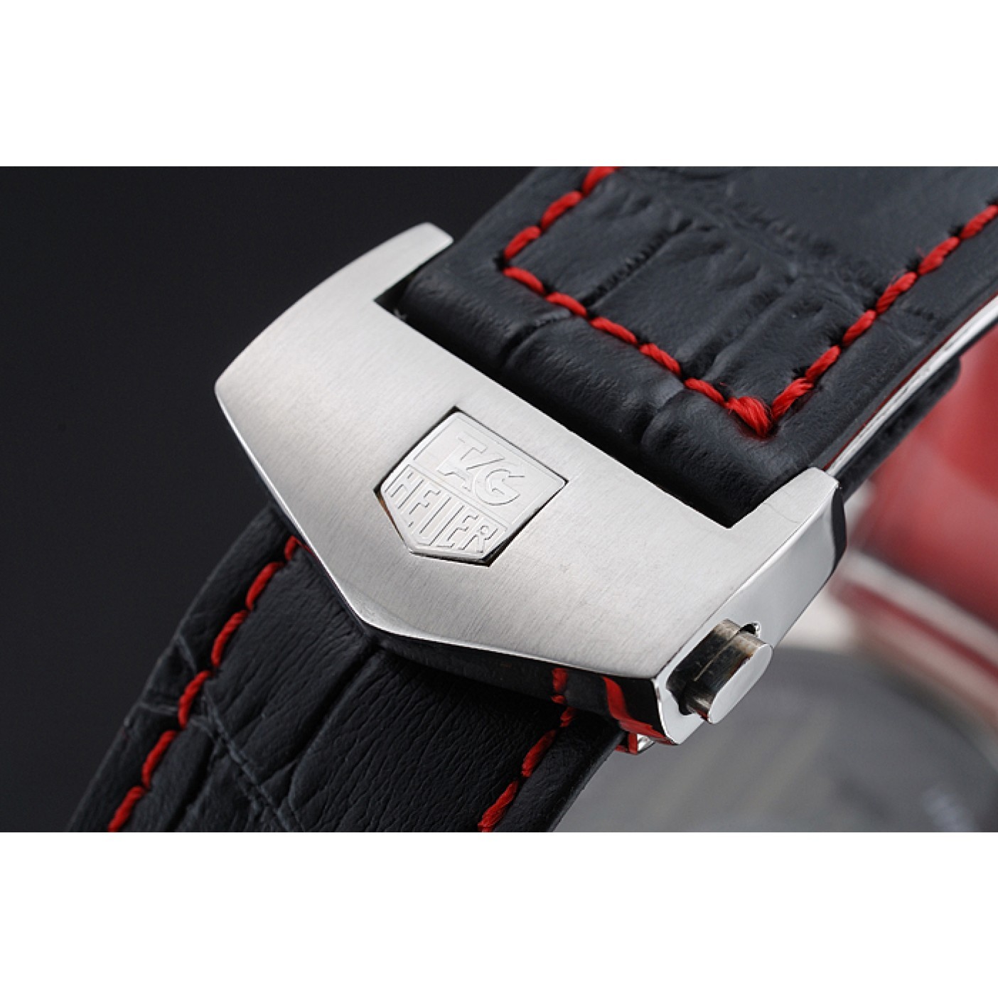 MiroTime Tag Heuer Monaco Black-Green Perforated Leather Strap Black Dial 80308