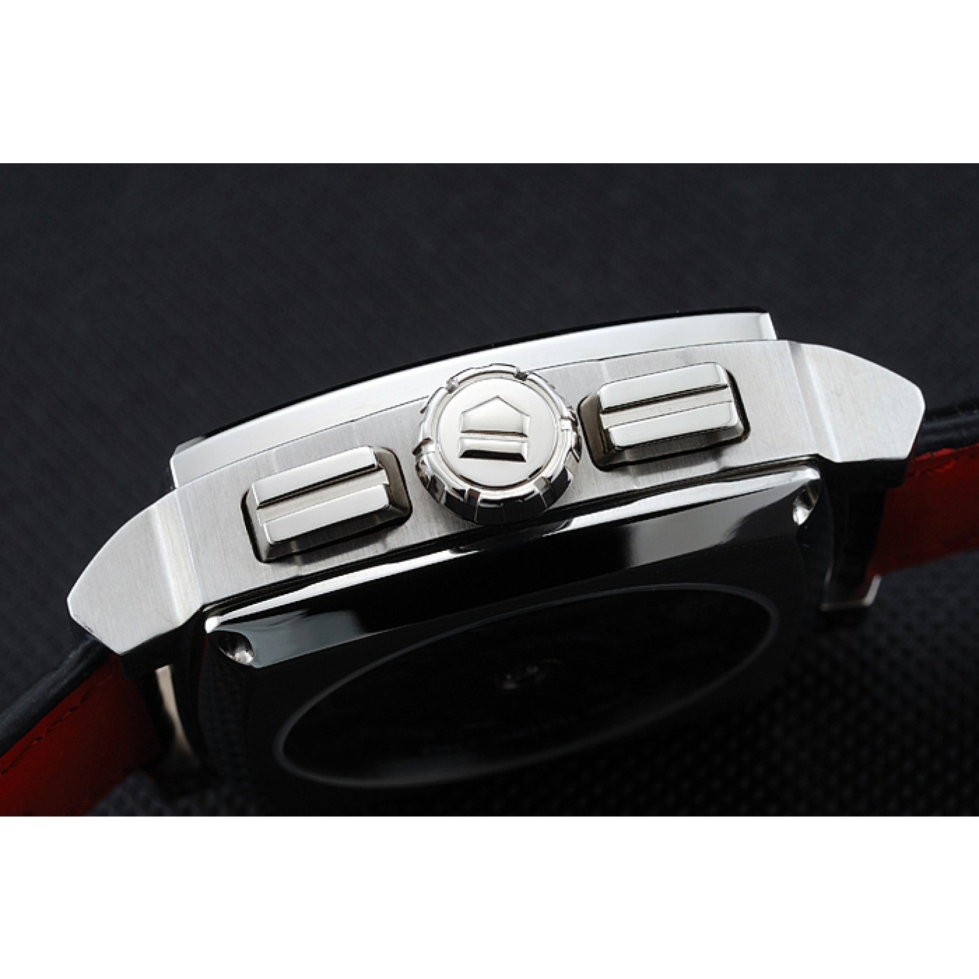 MiroTime Tag Heuer Monaco Black-Green Perforated Leather Strap Black Dial 80308