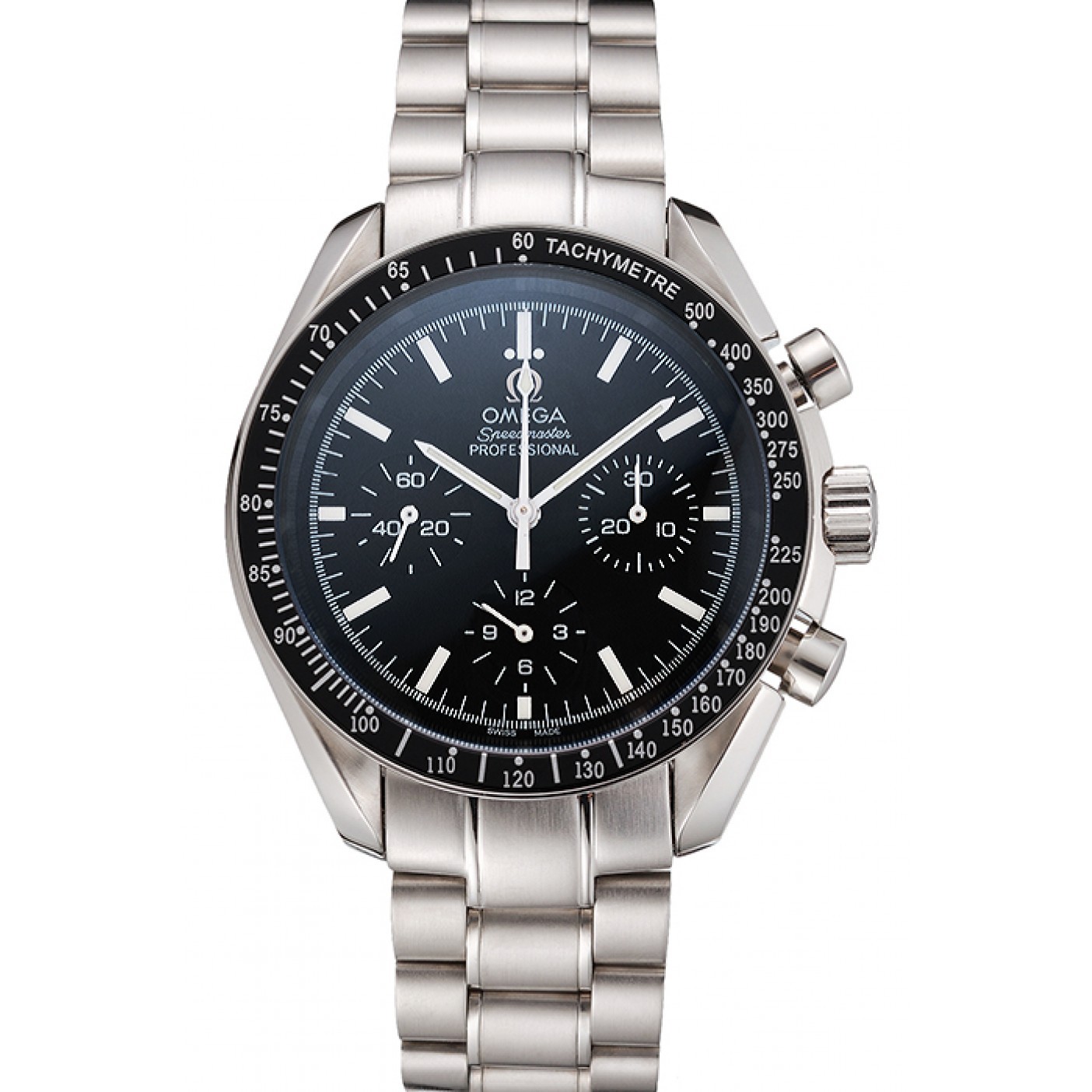 MiroTime Swiss Omega Speedmaster Professional Black Dial Stainless Steel Case And Bracelet