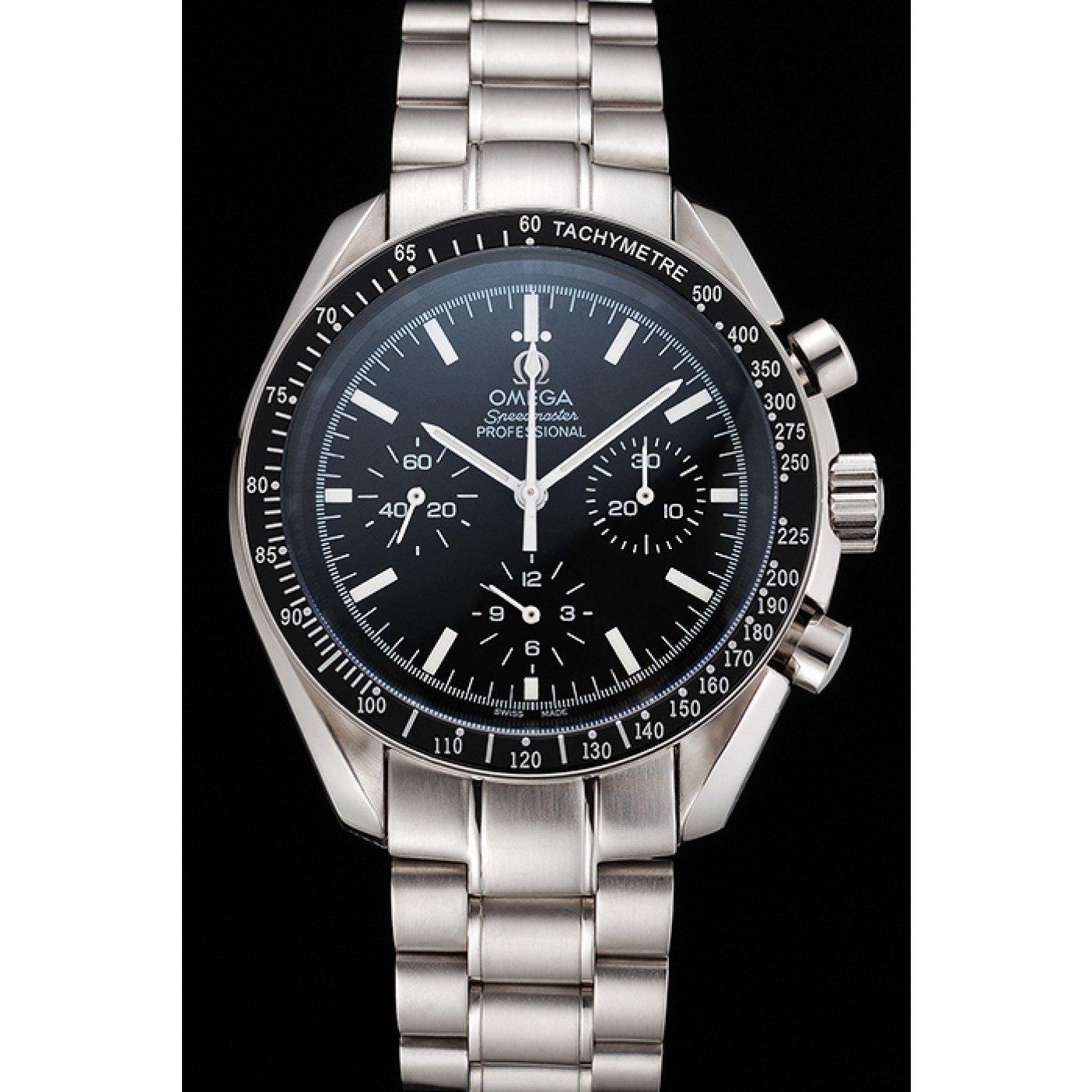 MiroTime Swiss Omega Speedmaster Professional Black Dial Stainless Steel Case And Bracelet