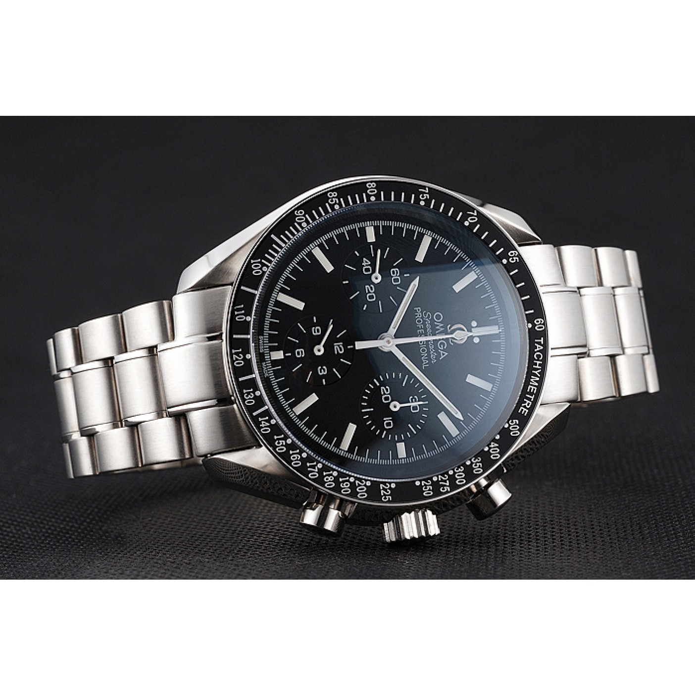MiroTime Swiss Omega Speedmaster Professional Black Dial Stainless Steel Case And Bracelet
