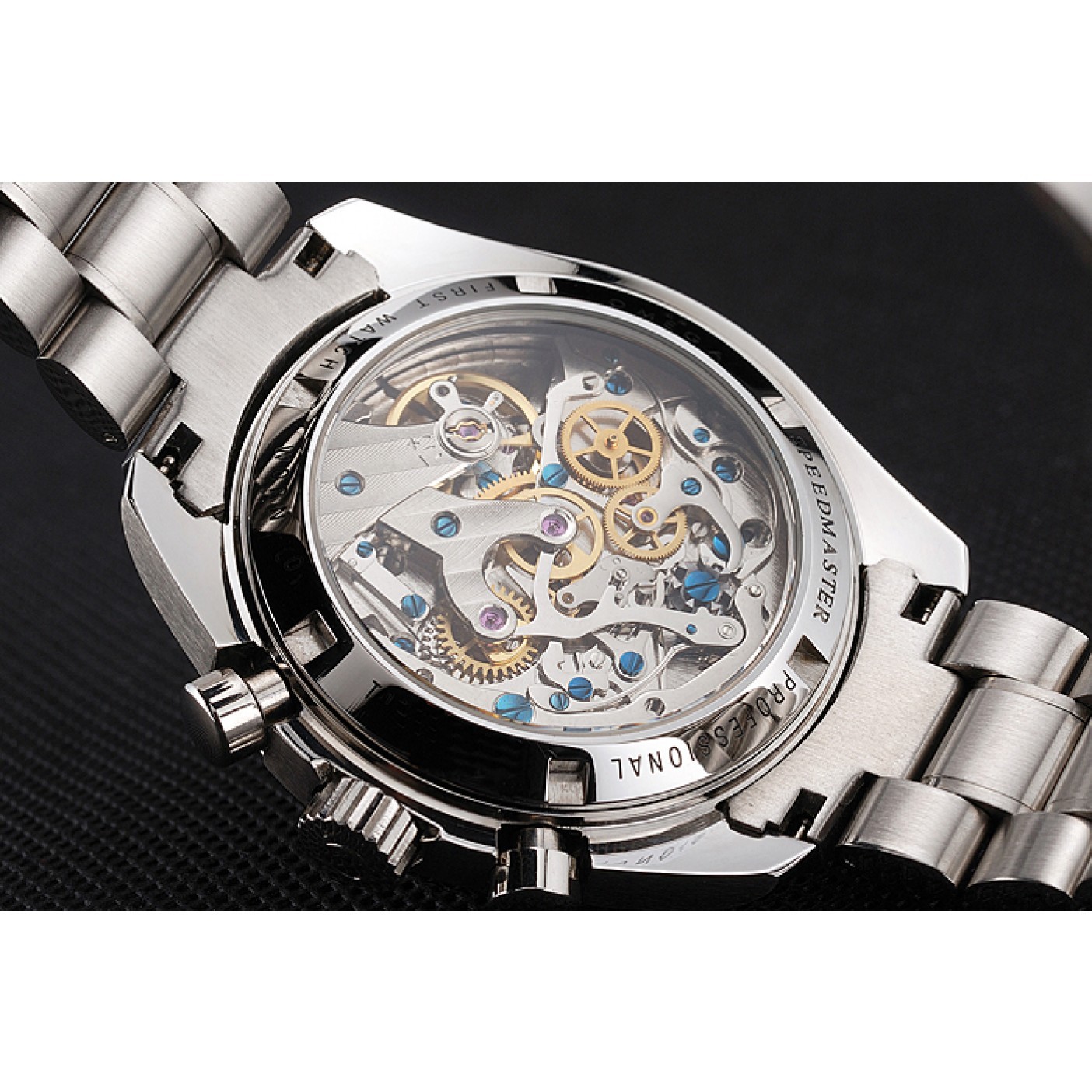 MiroTime Swiss Omega Speedmaster Professional Black Dial Stainless Steel Case And Bracelet