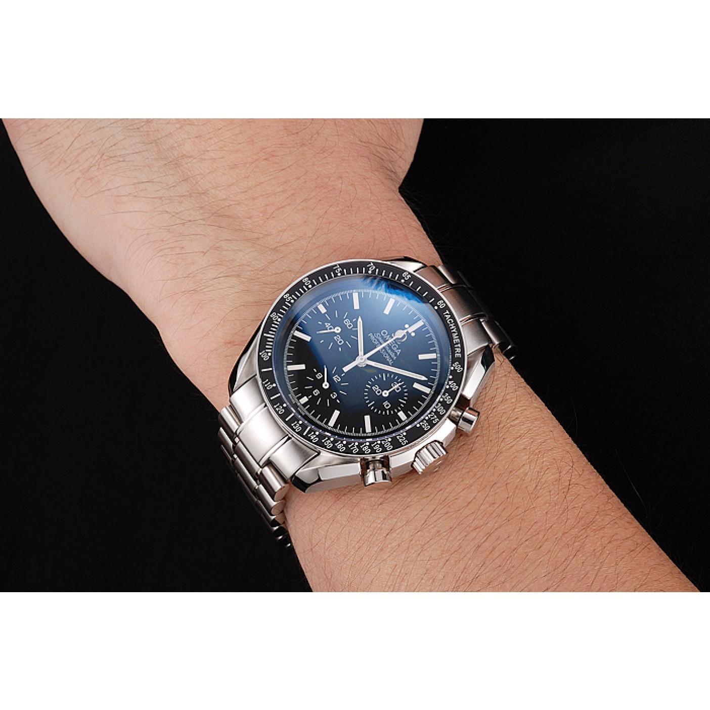 MiroTime Swiss Omega Speedmaster Professional Black Dial Stainless Steel Case And Bracelet