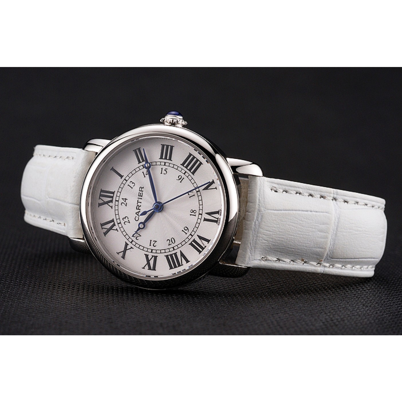 MiroTime Cartier Ronde White Dial Stainless Steel Case White Leather Strap