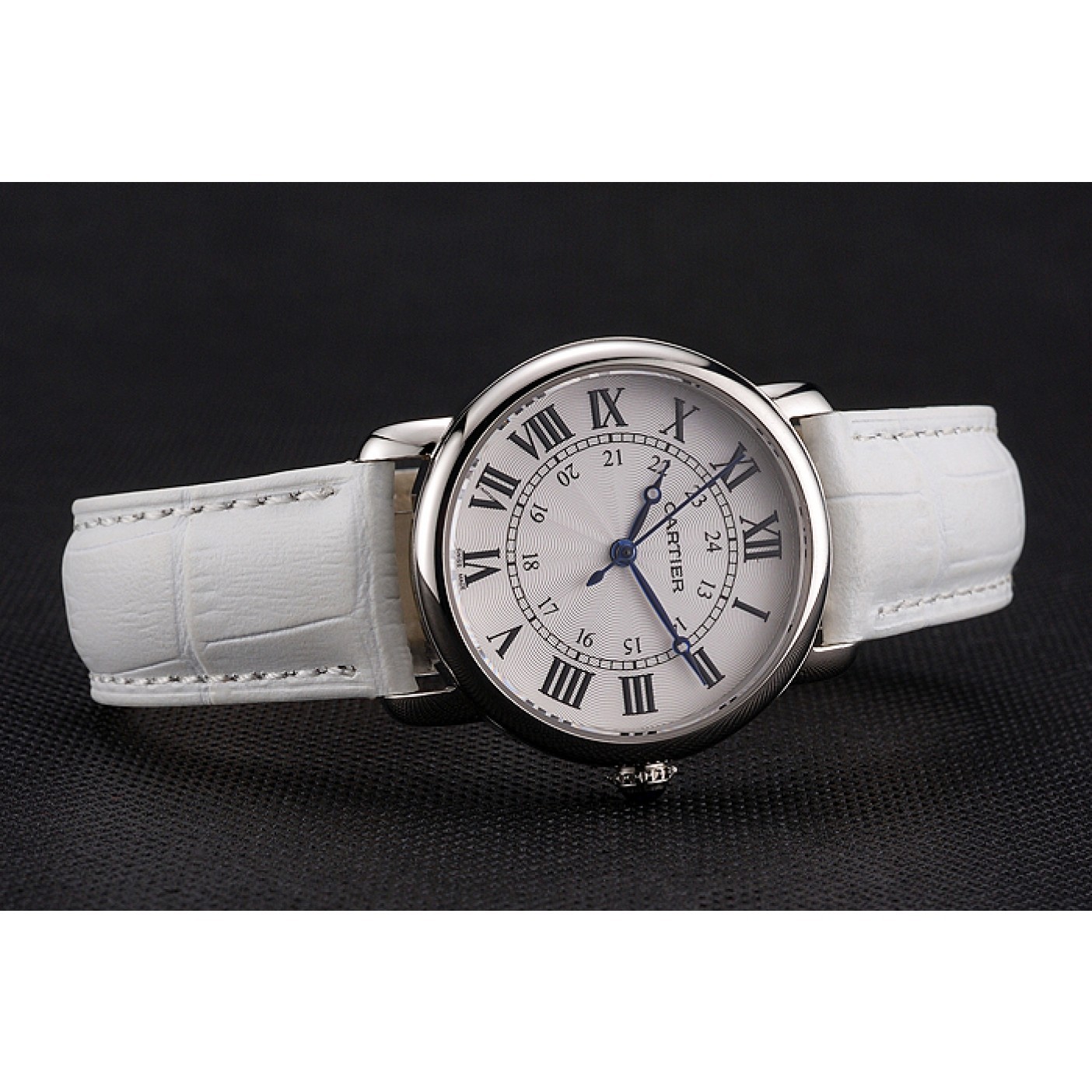 MiroTime Cartier Ronde White Dial Stainless Steel Case White Leather Strap