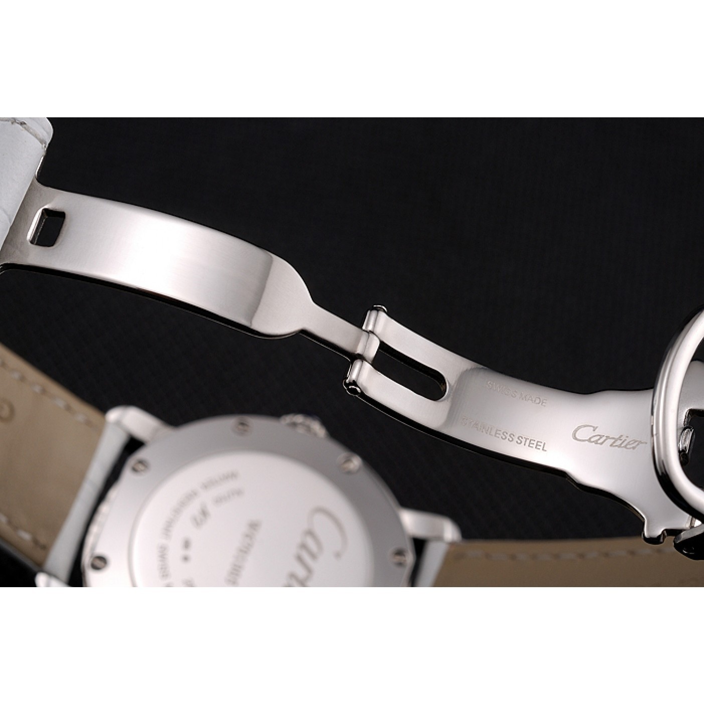 MiroTime Cartier Ronde White Dial Stainless Steel Case White Leather Strap