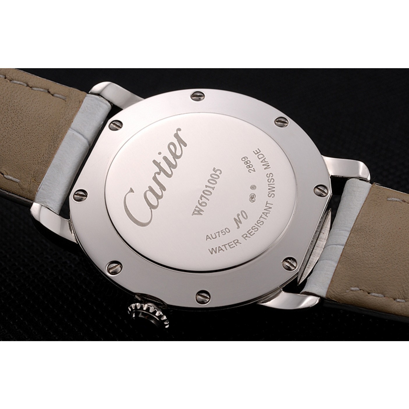 MiroTime Cartier Ronde White Dial Stainless Steel Case White Leather Strap