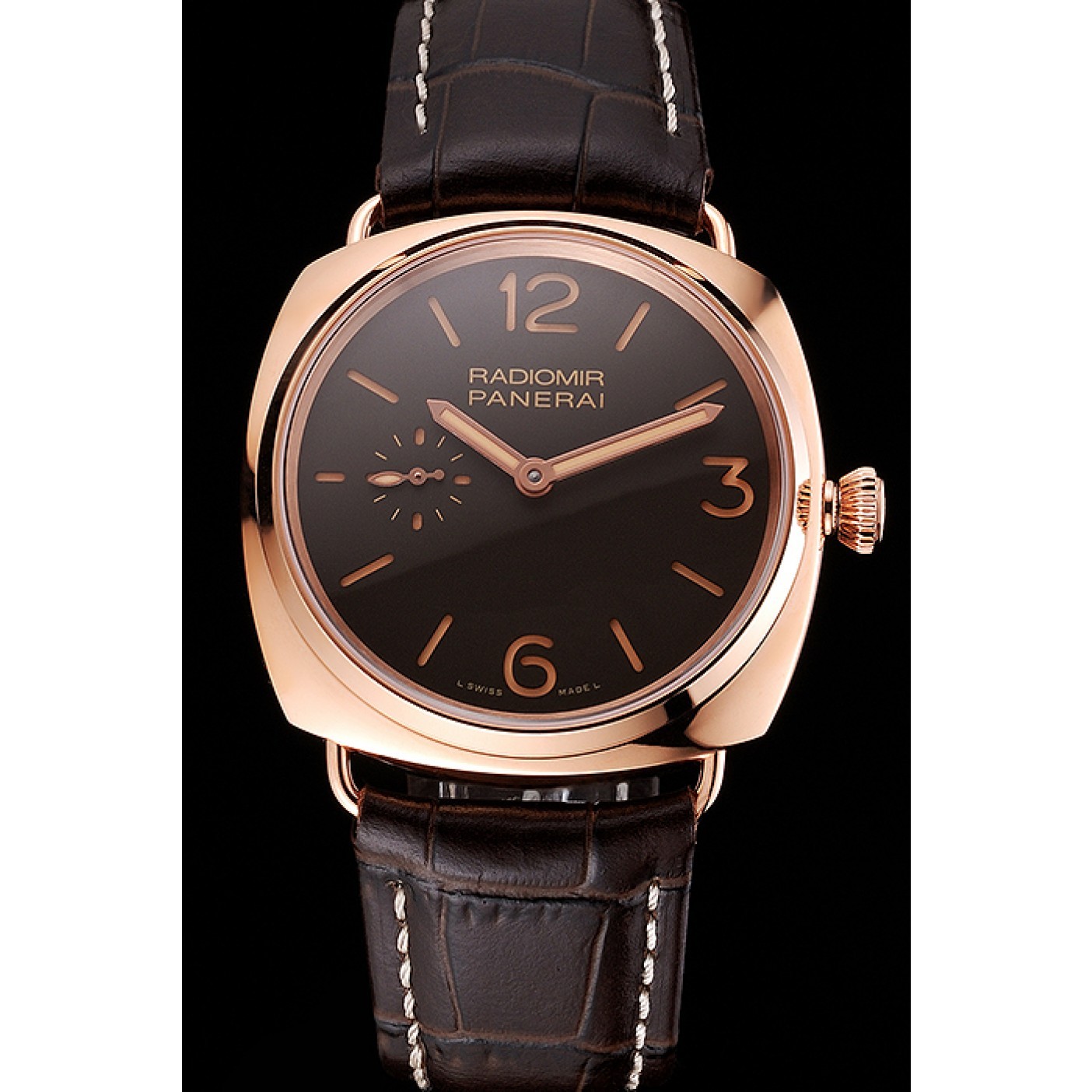 MiroTime Swiss Panerai Radiomir Oro Rosso Brown Dial Rose Gold Case Brown Leather Strap