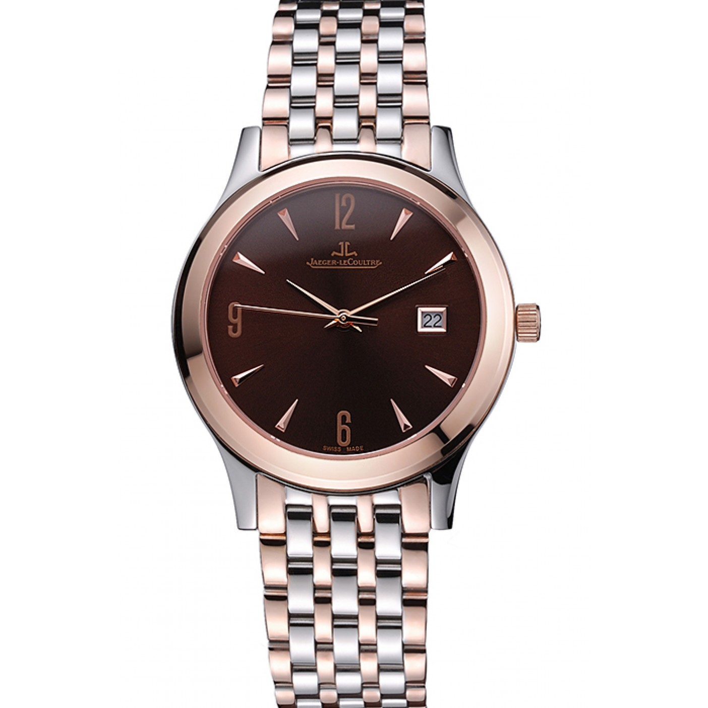 MiroTime Jaeger LeCoultre Master Brown Dial Rose Gold Bezel Two Tone Band 622091