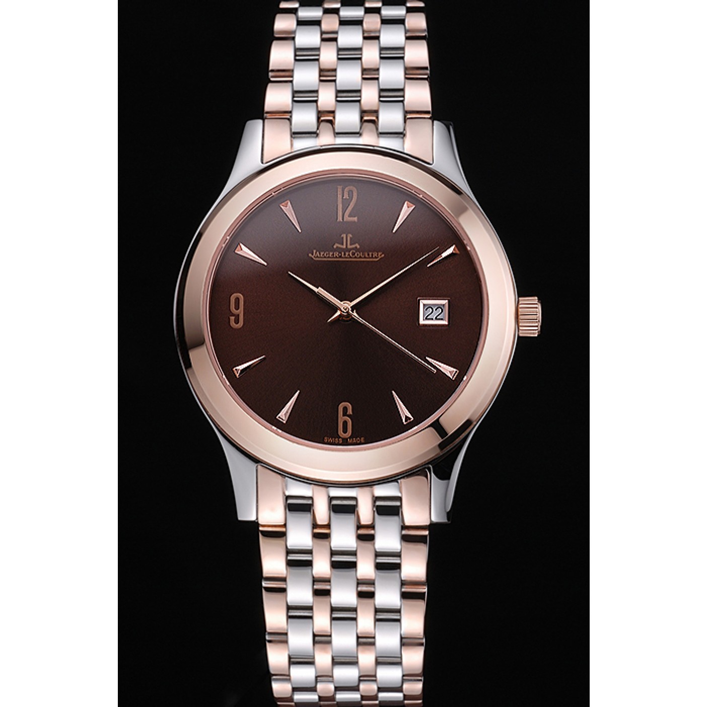 MiroTime Jaeger LeCoultre Master Brown Dial Rose Gold Bezel Two Tone Band 622091