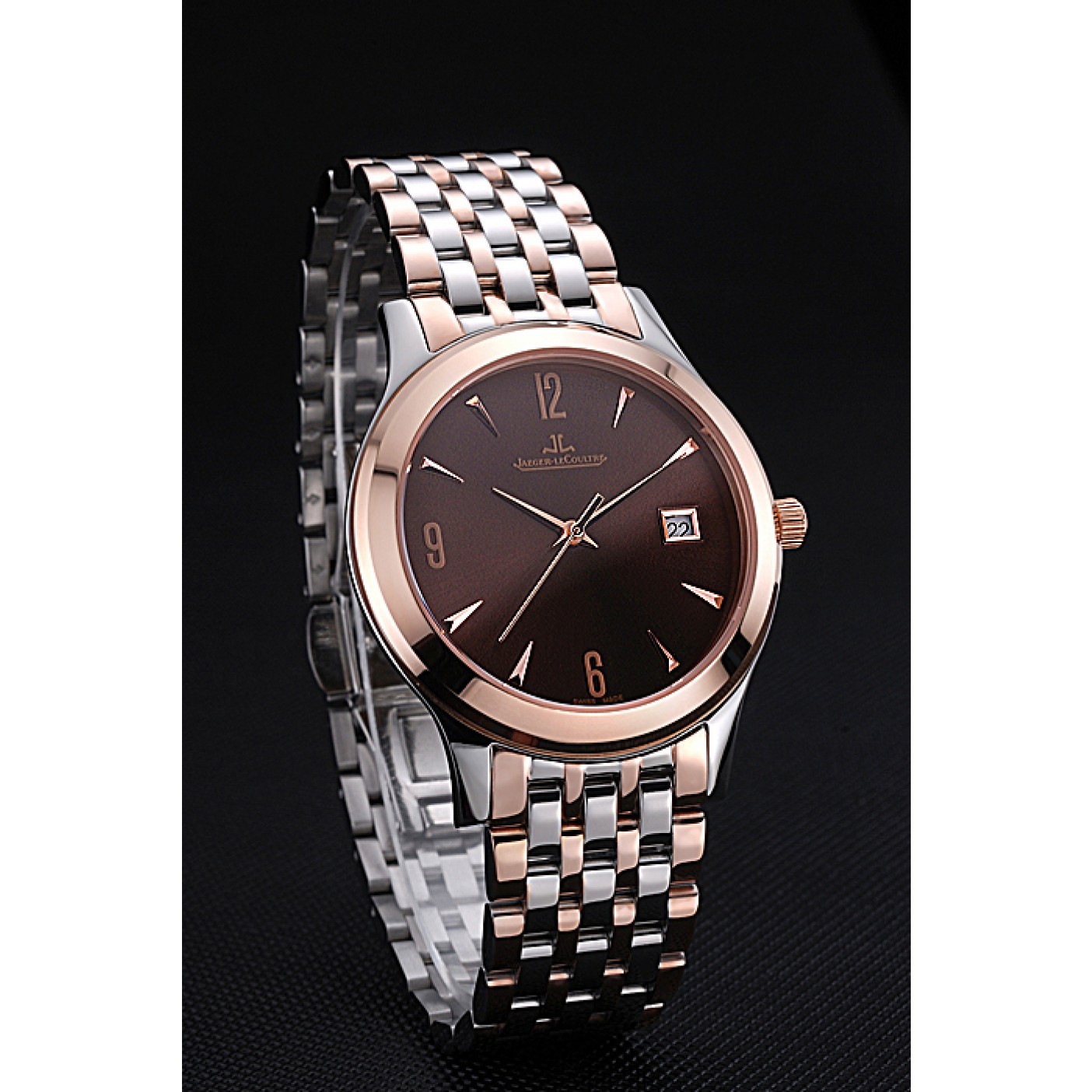 MiroTime Jaeger LeCoultre Master Brown Dial Rose Gold Bezel Two Tone Band 622091