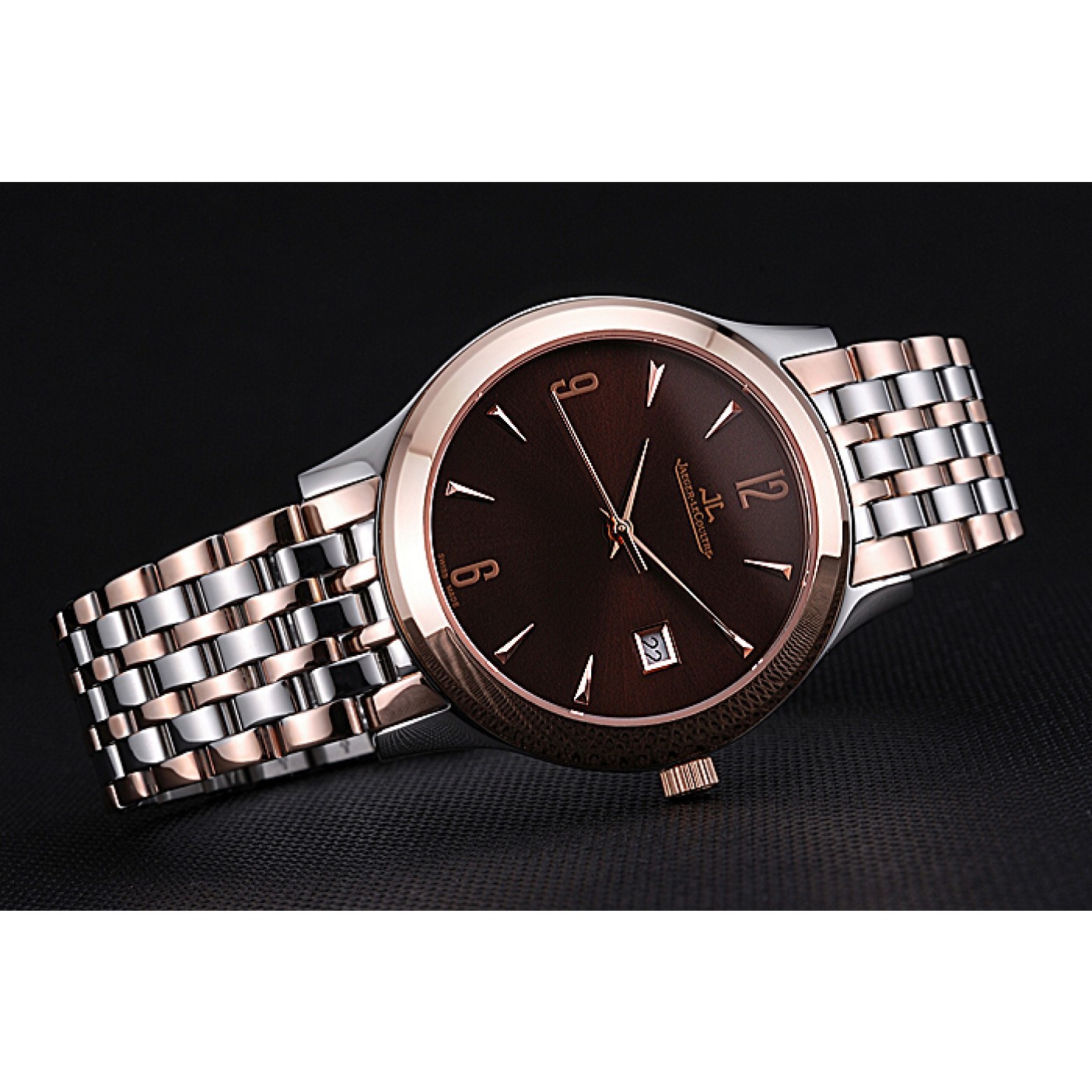MiroTime Jaeger LeCoultre Master Brown Dial Rose Gold Bezel Two Tone Band 622091