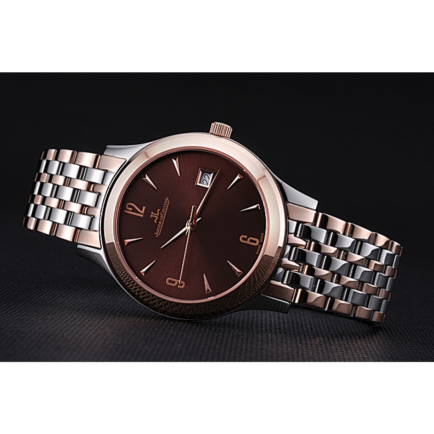 MiroTime Jaeger LeCoultre Master Brown Dial Rose Gold Bezel Two Tone Band 622091