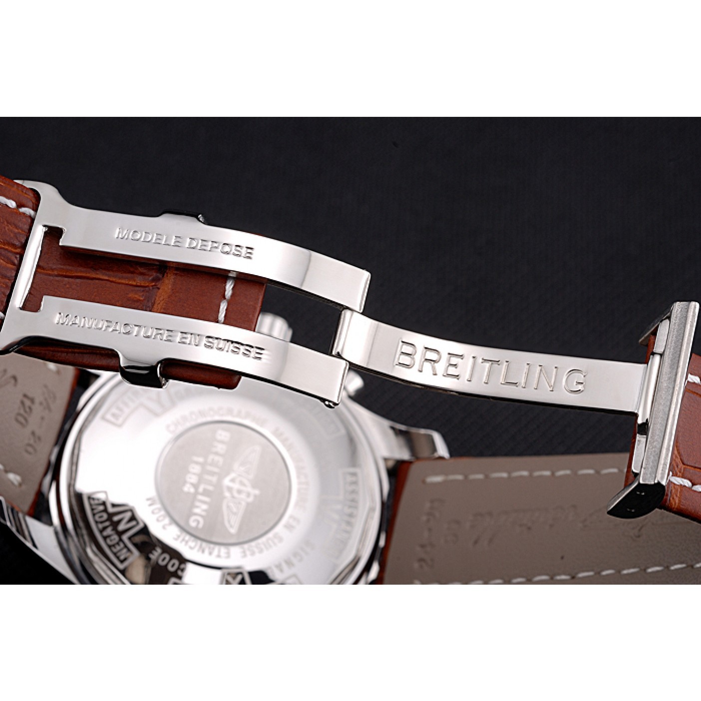 MiroTime Breitling Navitimer Brown Leather Strap White Dial