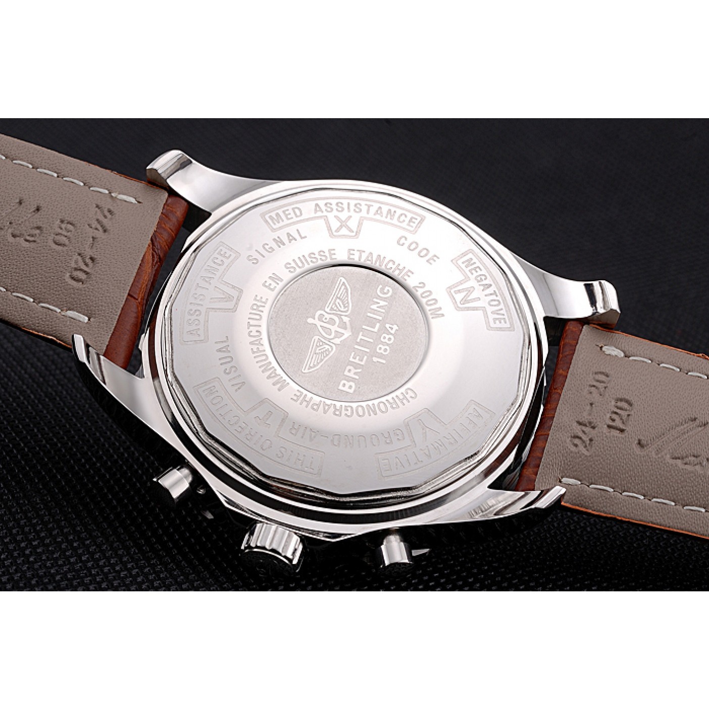 MiroTime Breitling Navitimer Brown Leather Strap White Dial