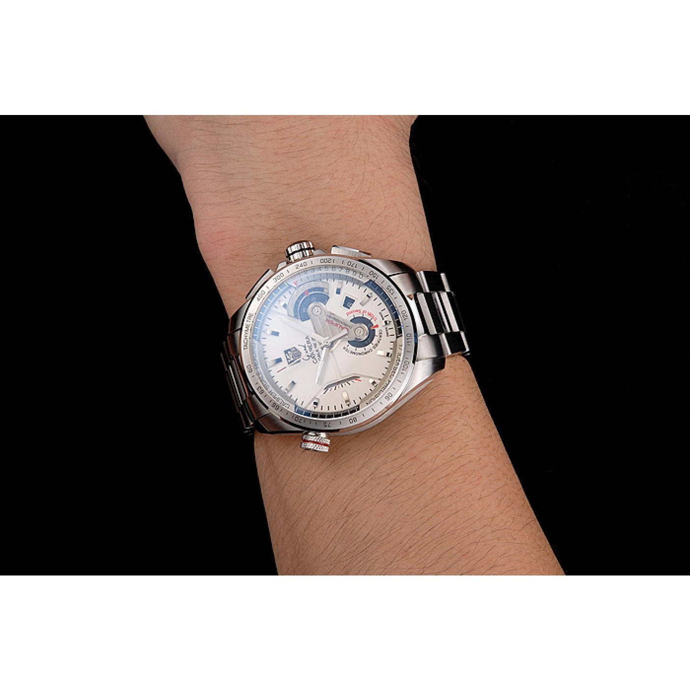 MiroTime Tag Heuer Swiss Carrera Tachymeter Bezel Stainless Steel White Dial