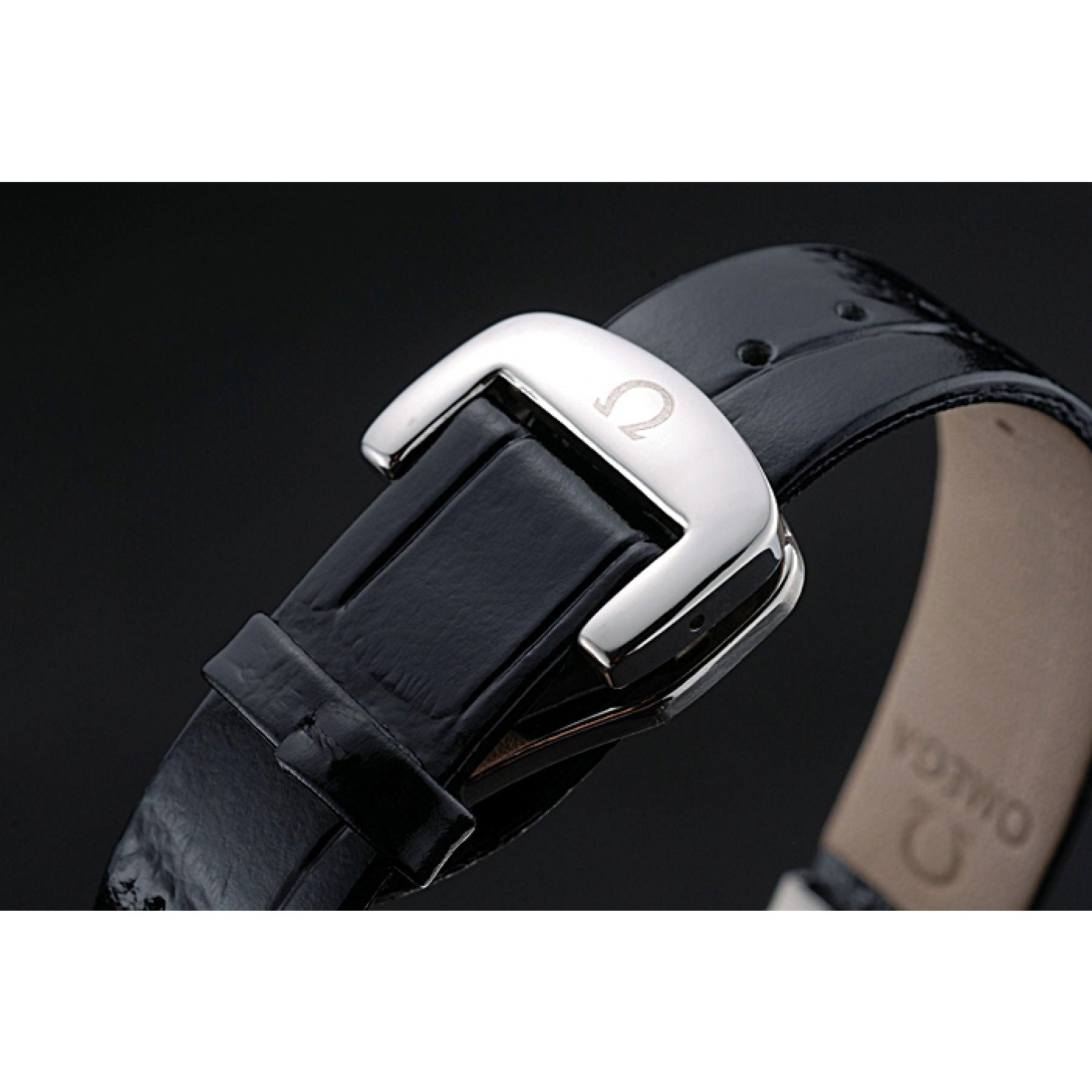 MiroTime Omega Ladymatic Black Dial Black Leather Bracelet 622458
