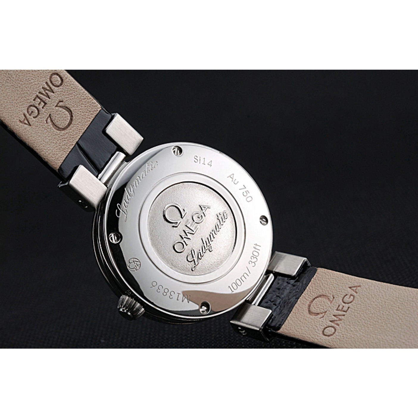 MiroTime Omega Ladymatic Black Dial Black Leather Bracelet 622458
