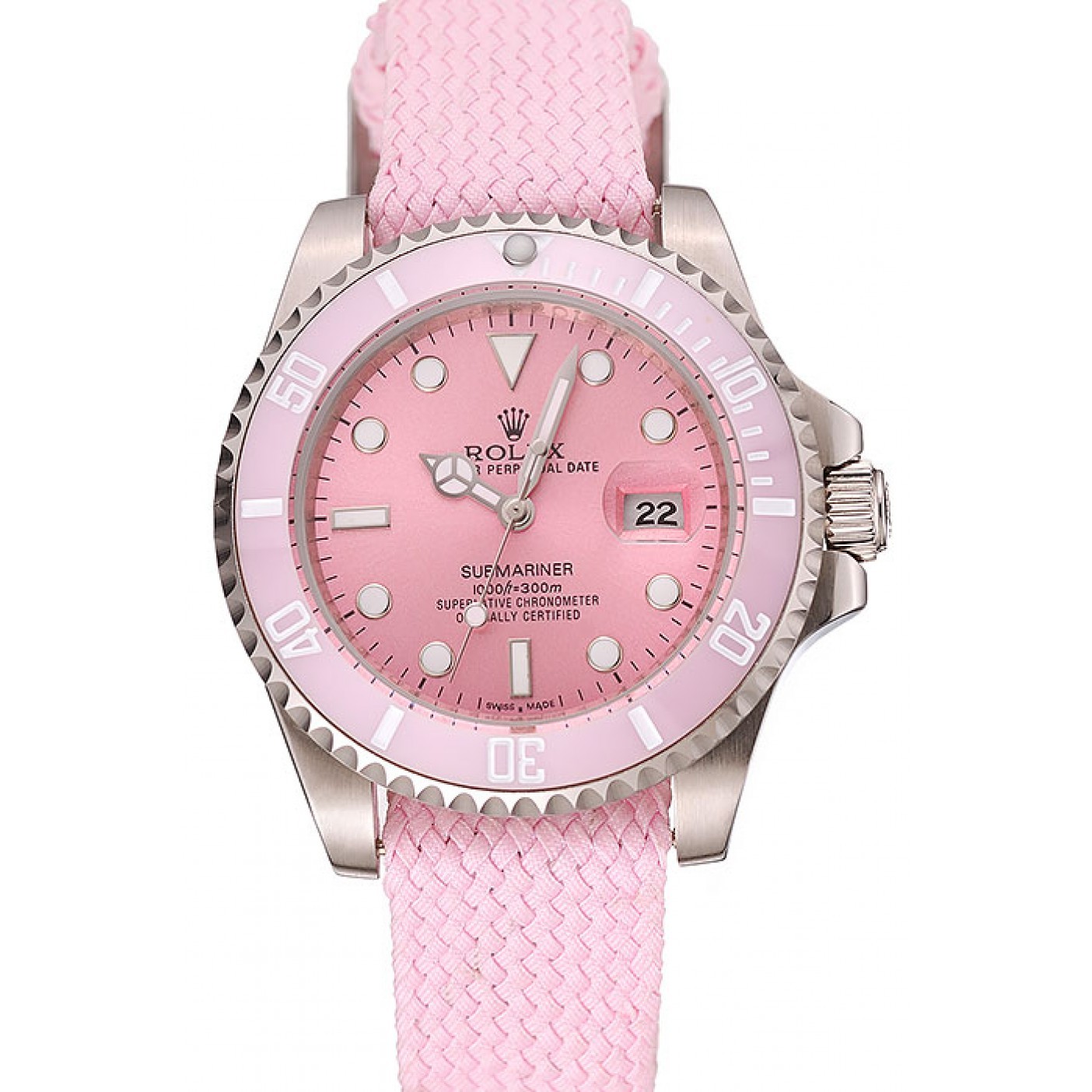 MiroTime Rolex Submariner Pink Dial Pink Bezel Pink Fabric Bracelet 1453866