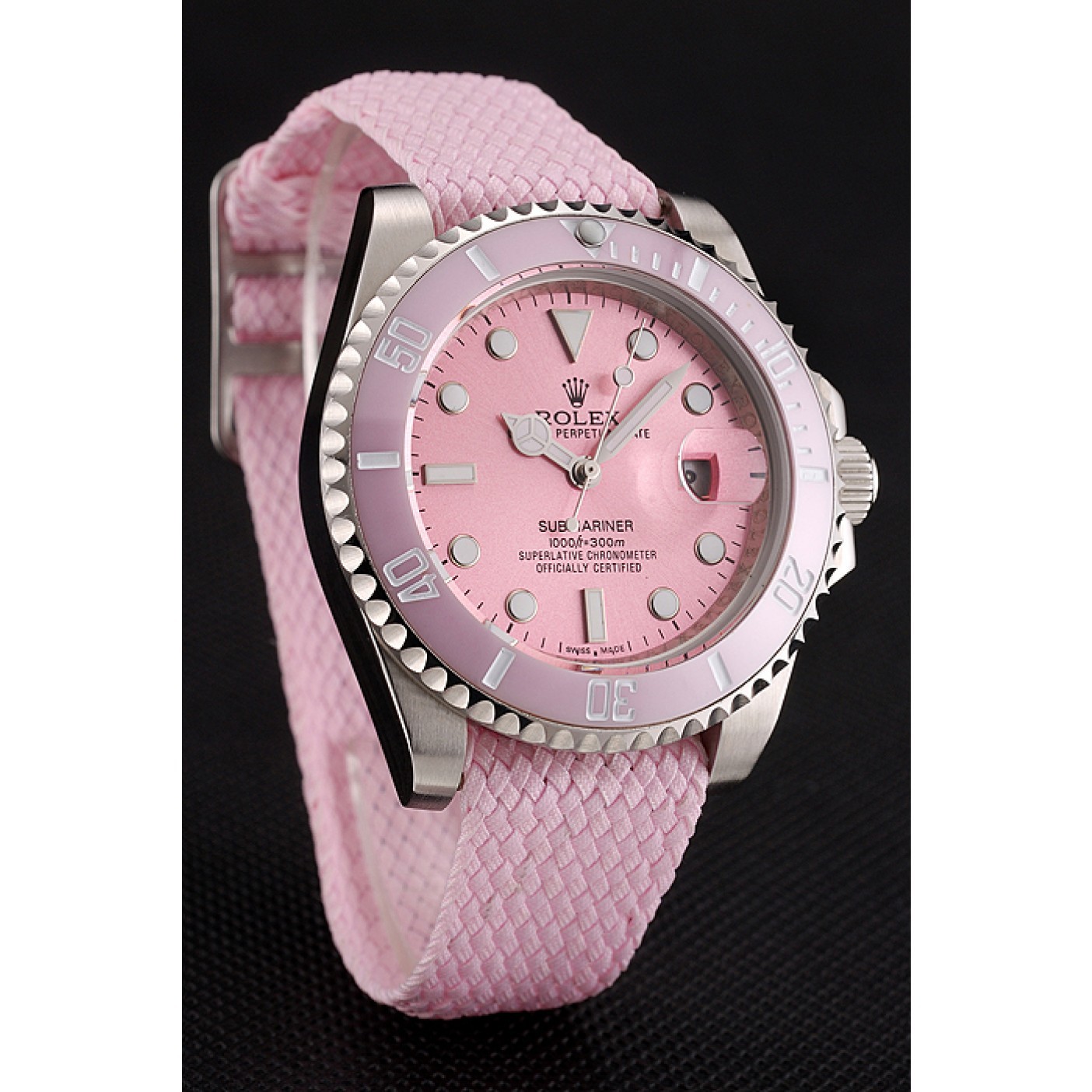 MiroTime Rolex Submariner Pink Dial Pink Bezel Pink Fabric Bracelet 1453866