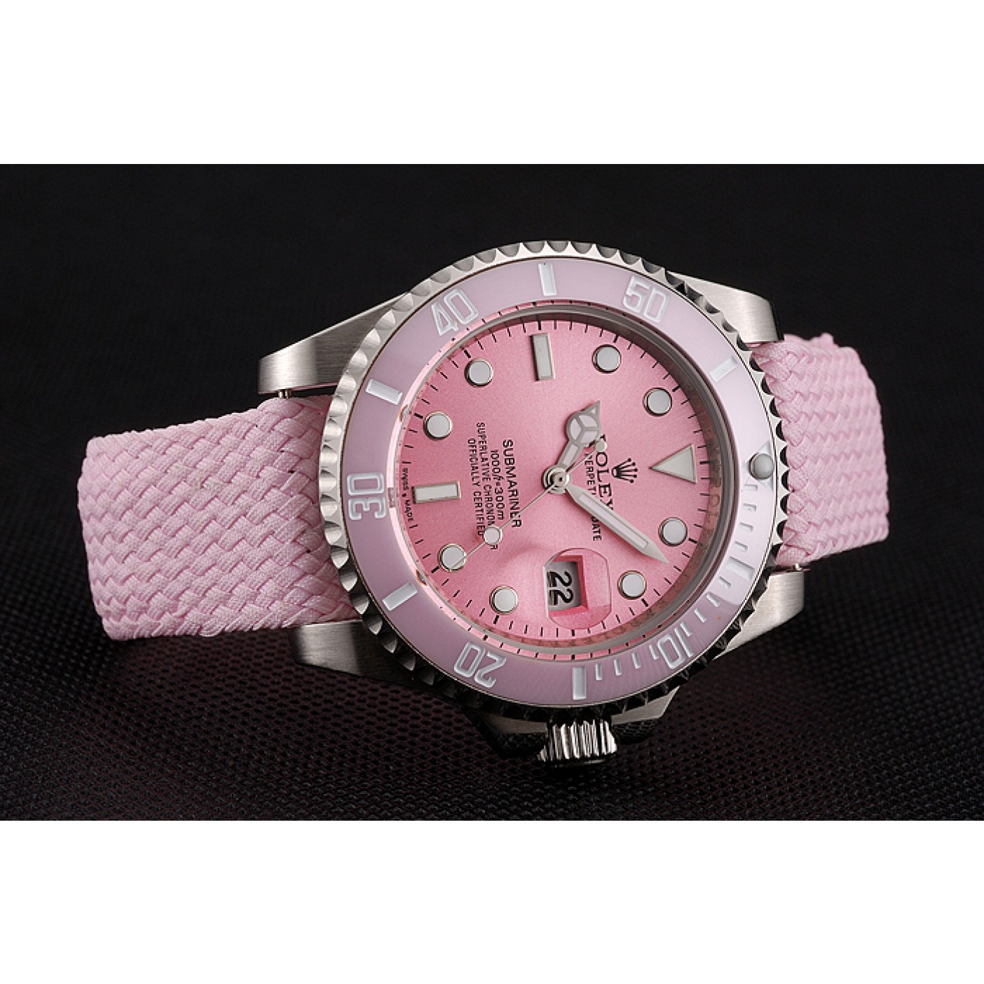 MiroTime Rolex Submariner Pink Dial Pink Bezel Pink Fabric Bracelet 1453866